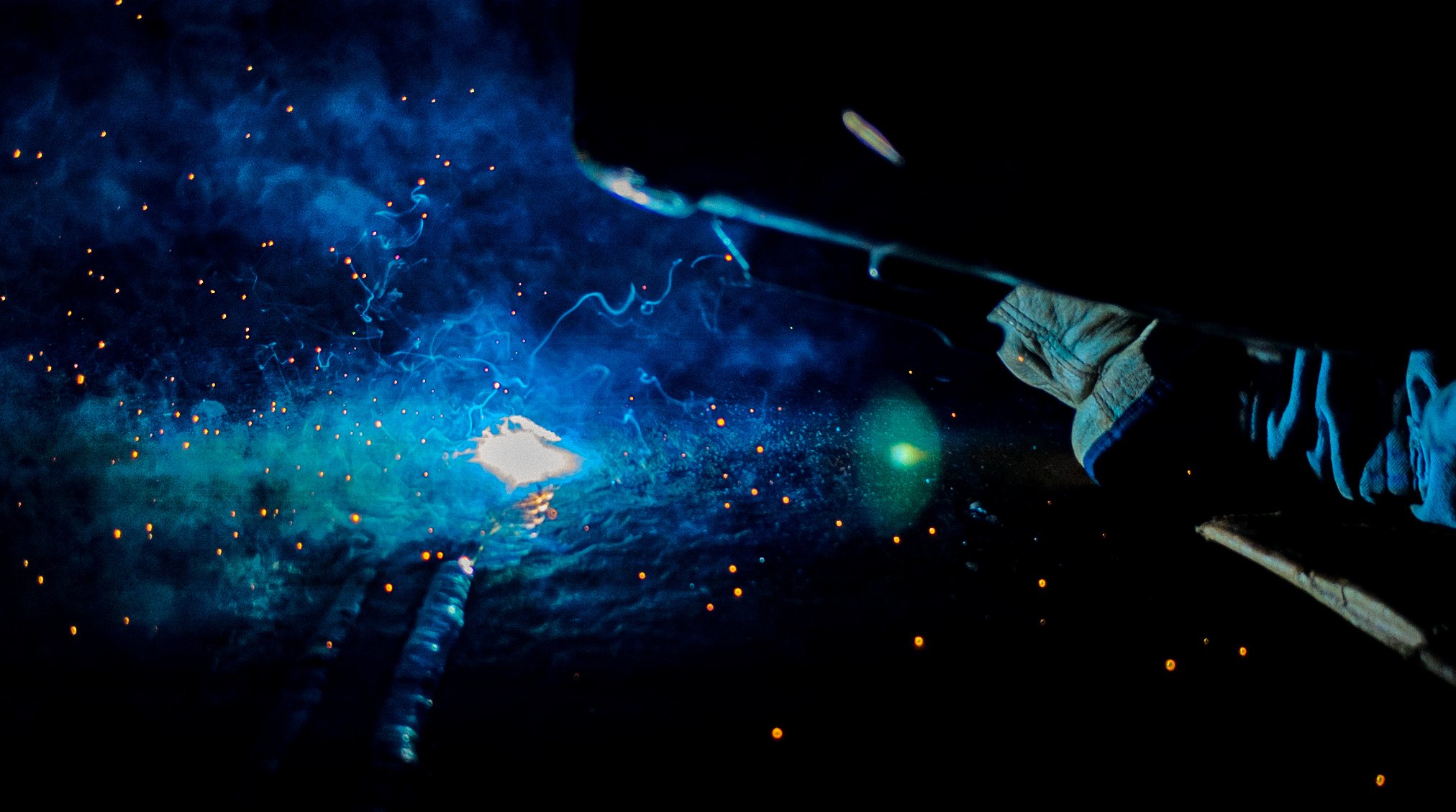 Portrait of welder in action