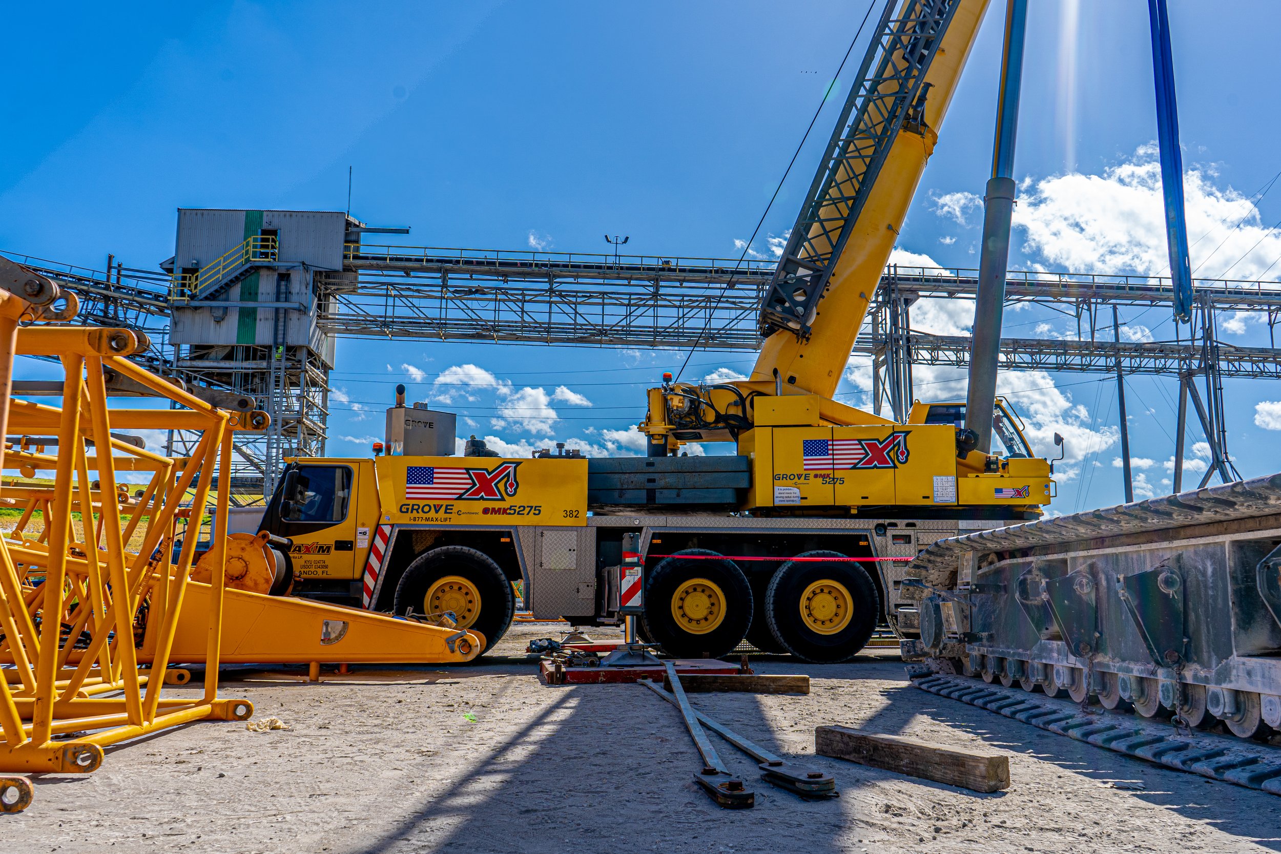 Construction ground shot with crane
