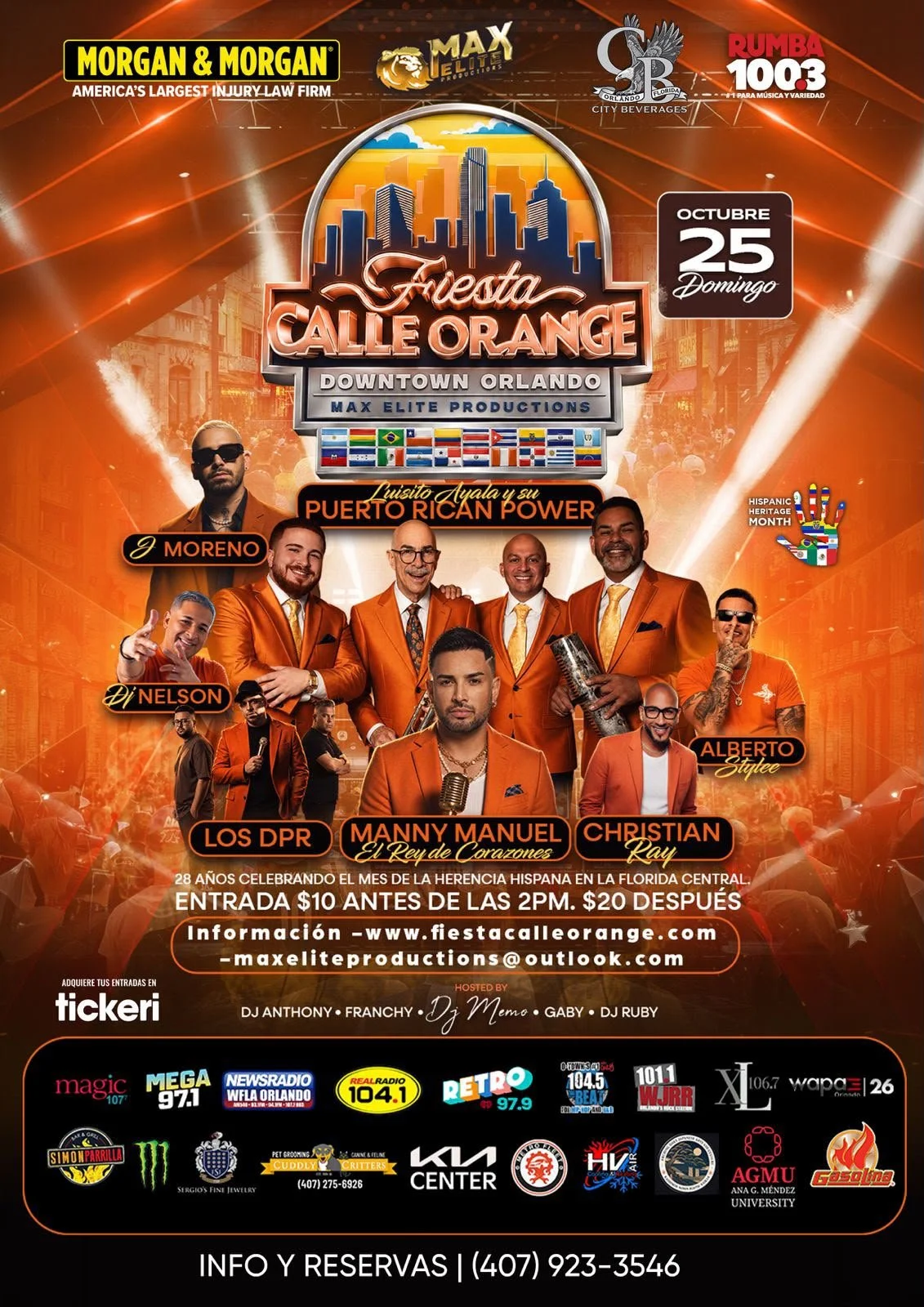 Flyer de artistas del escenario principal