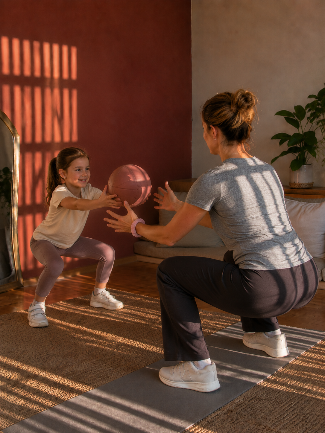 Maman et enfant faisant une activité sportive ensemble