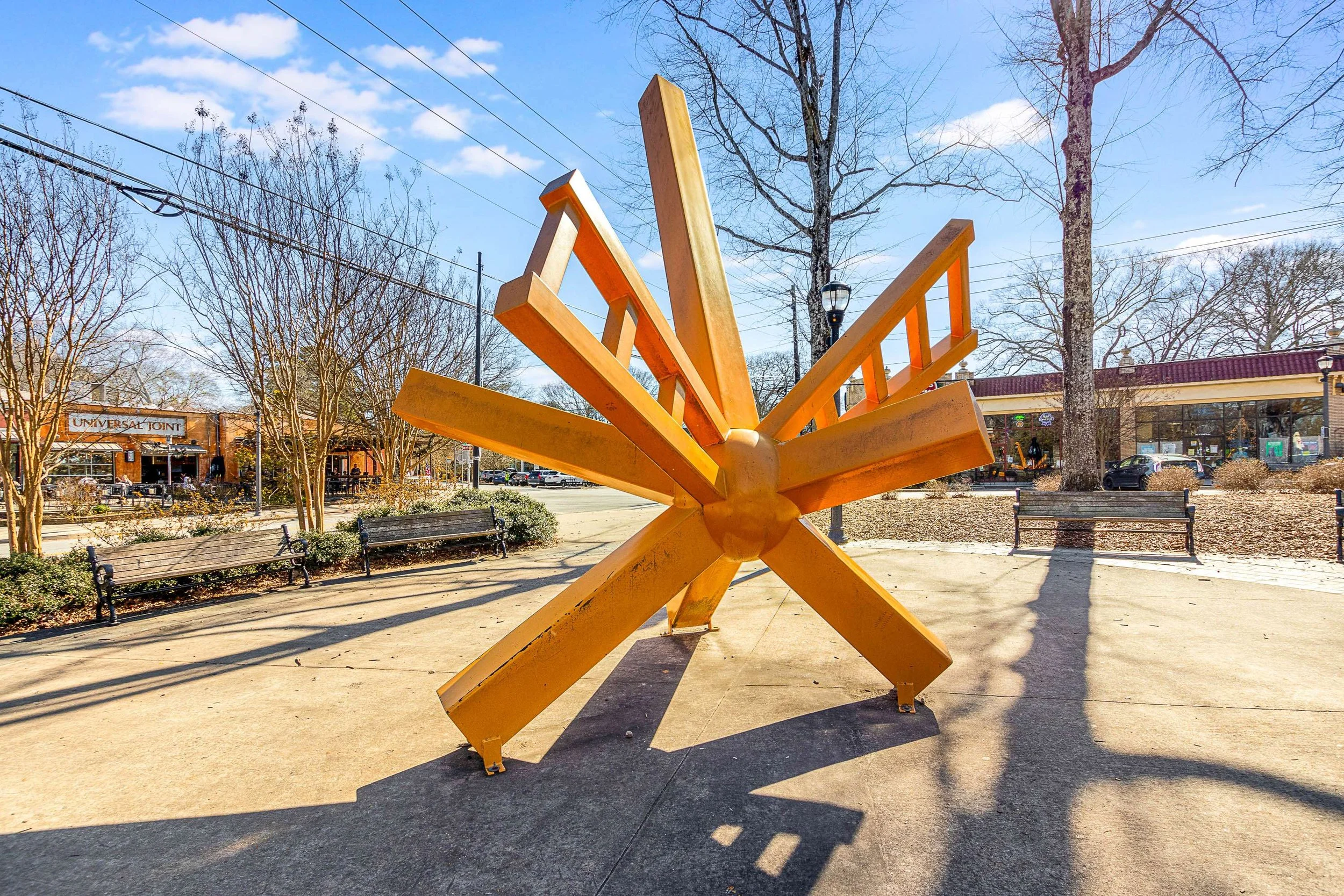 Public sculpture at the Oakhurst business district in Decatur