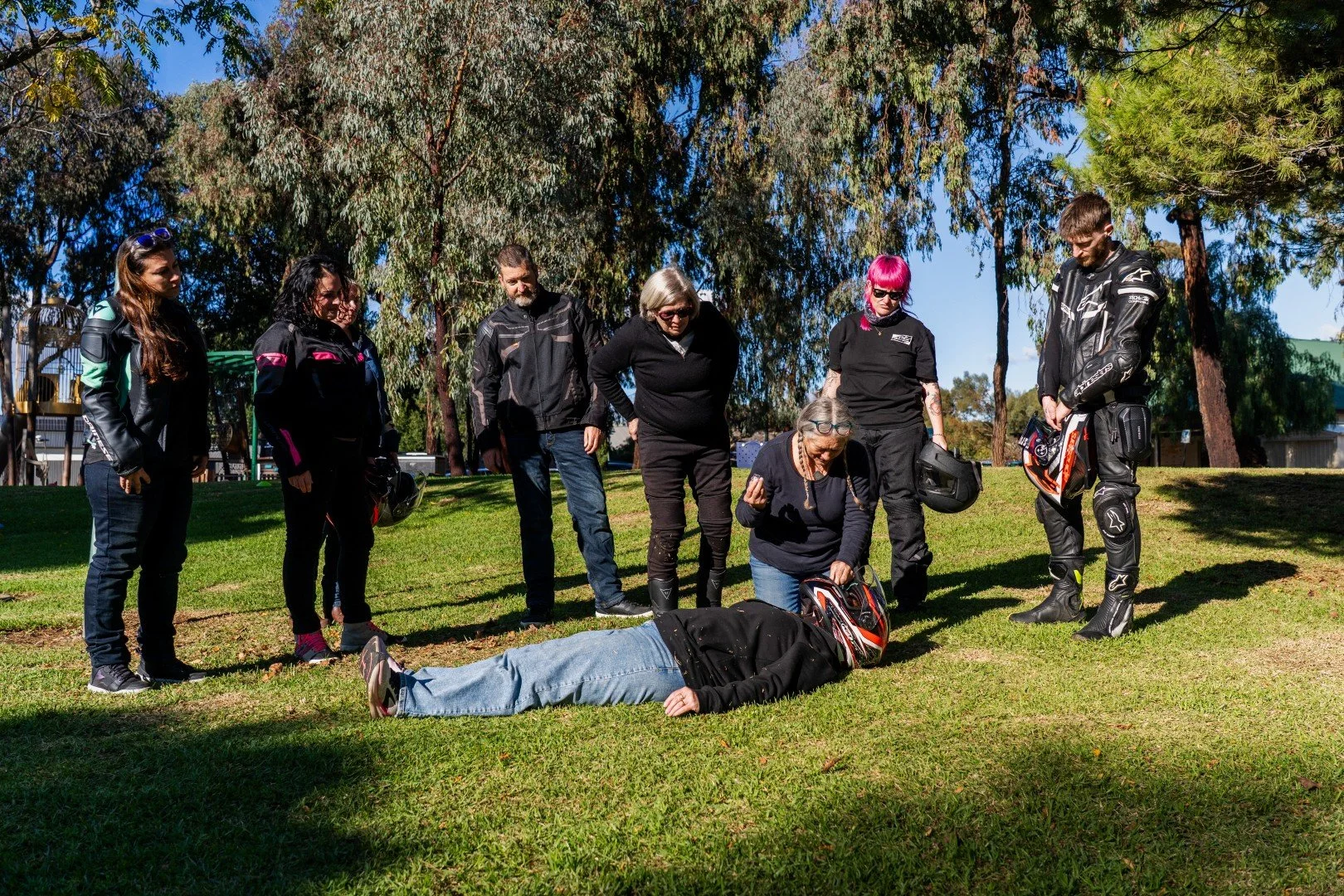 Motorbike helmet removal first aid training