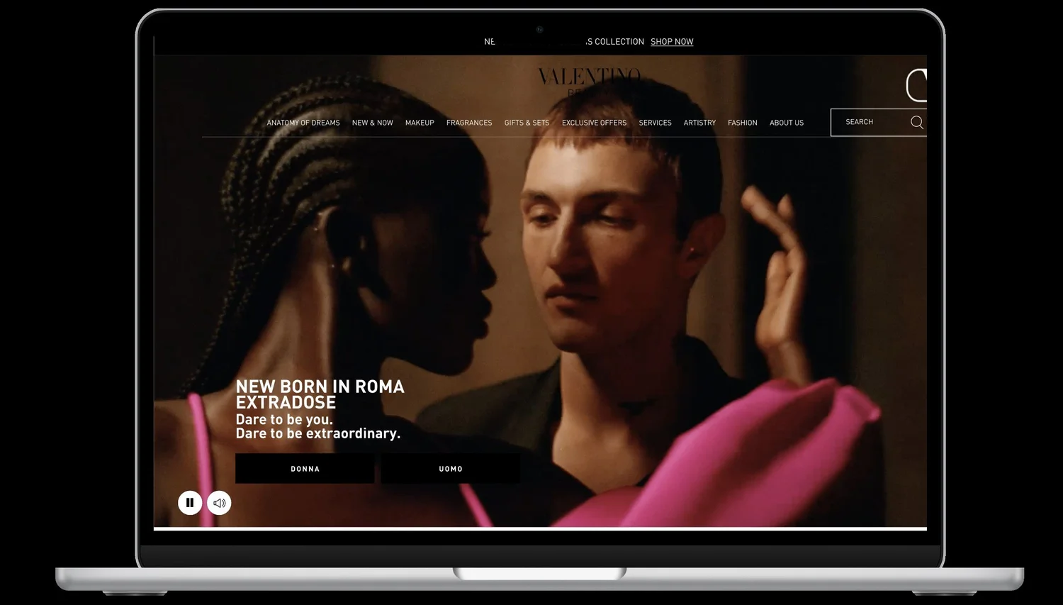 Valentino Beauty homepage: New Born in Roma Extradose