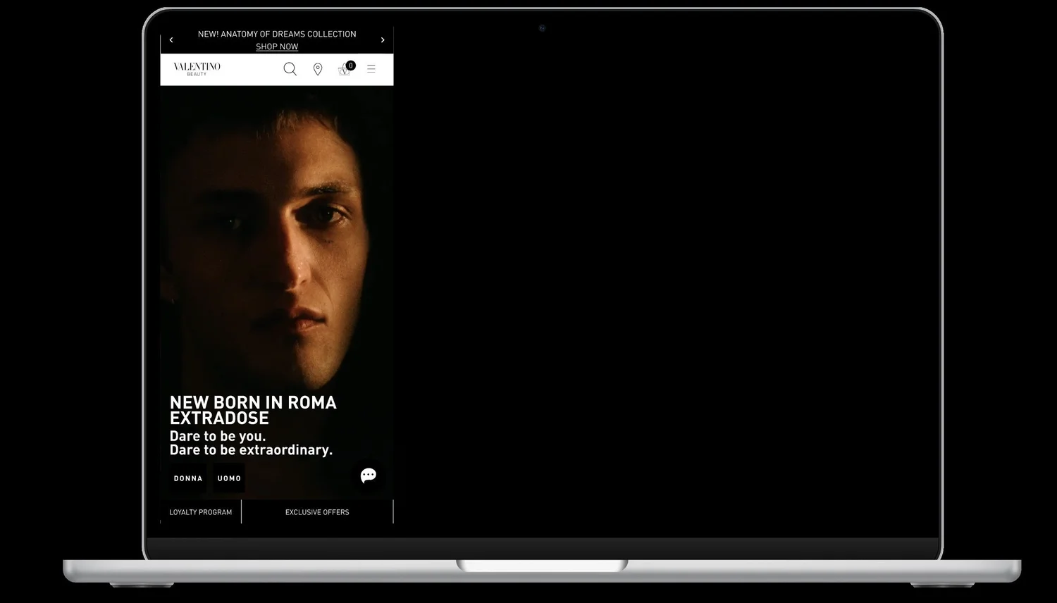 Valentino Beauty mobile homepage