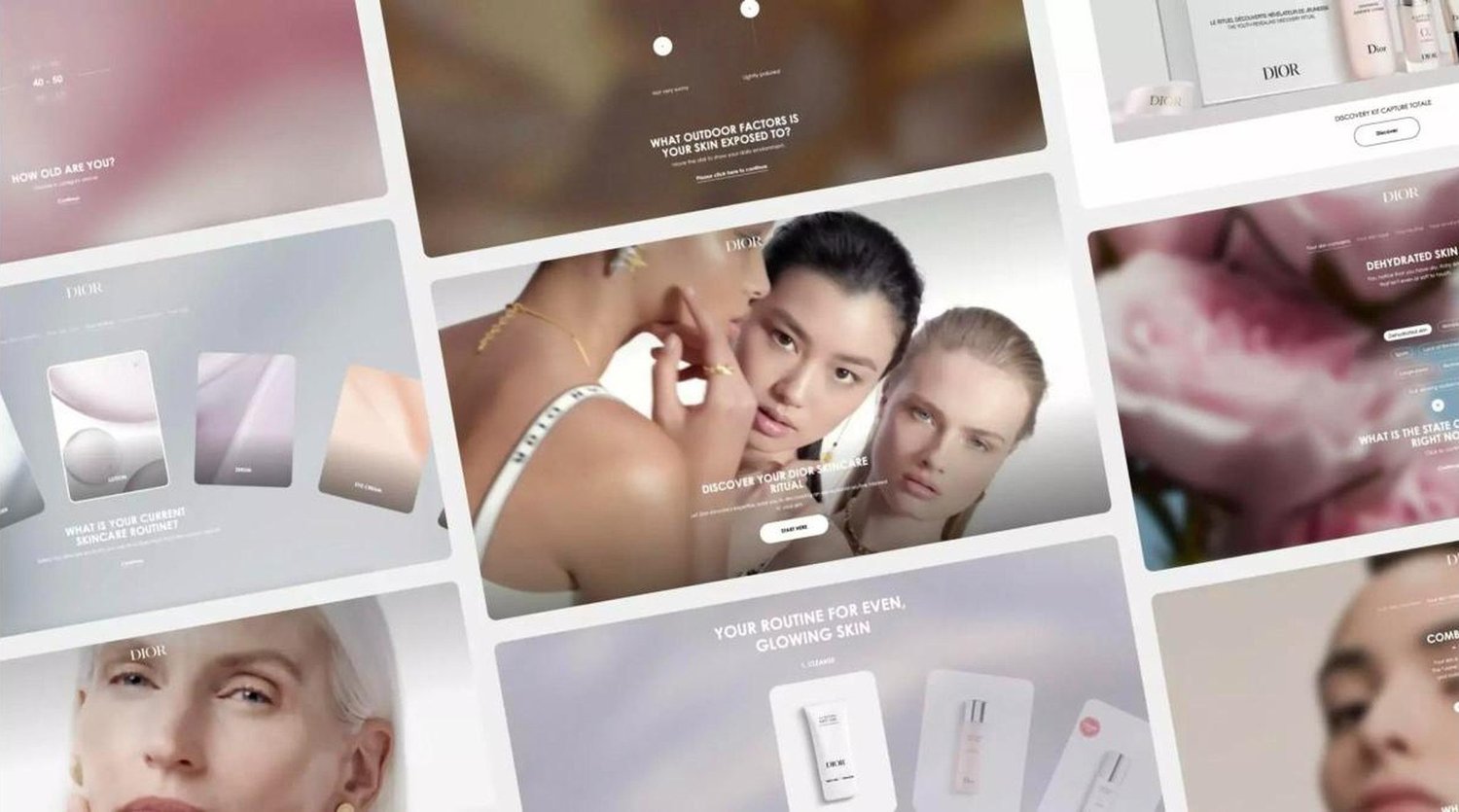 Screens from the Dior skincare diagnosis