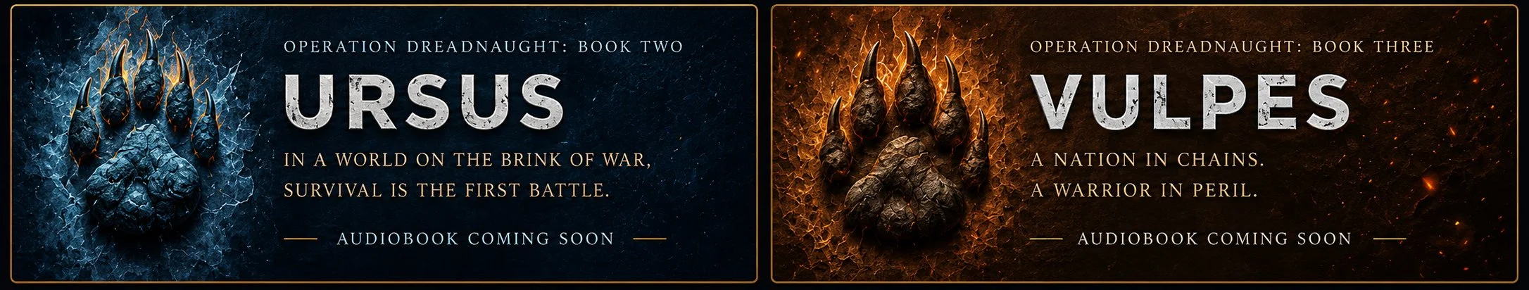 Upcoming audiobooks for Ursus and Vulpes by Robin D.M. Potter