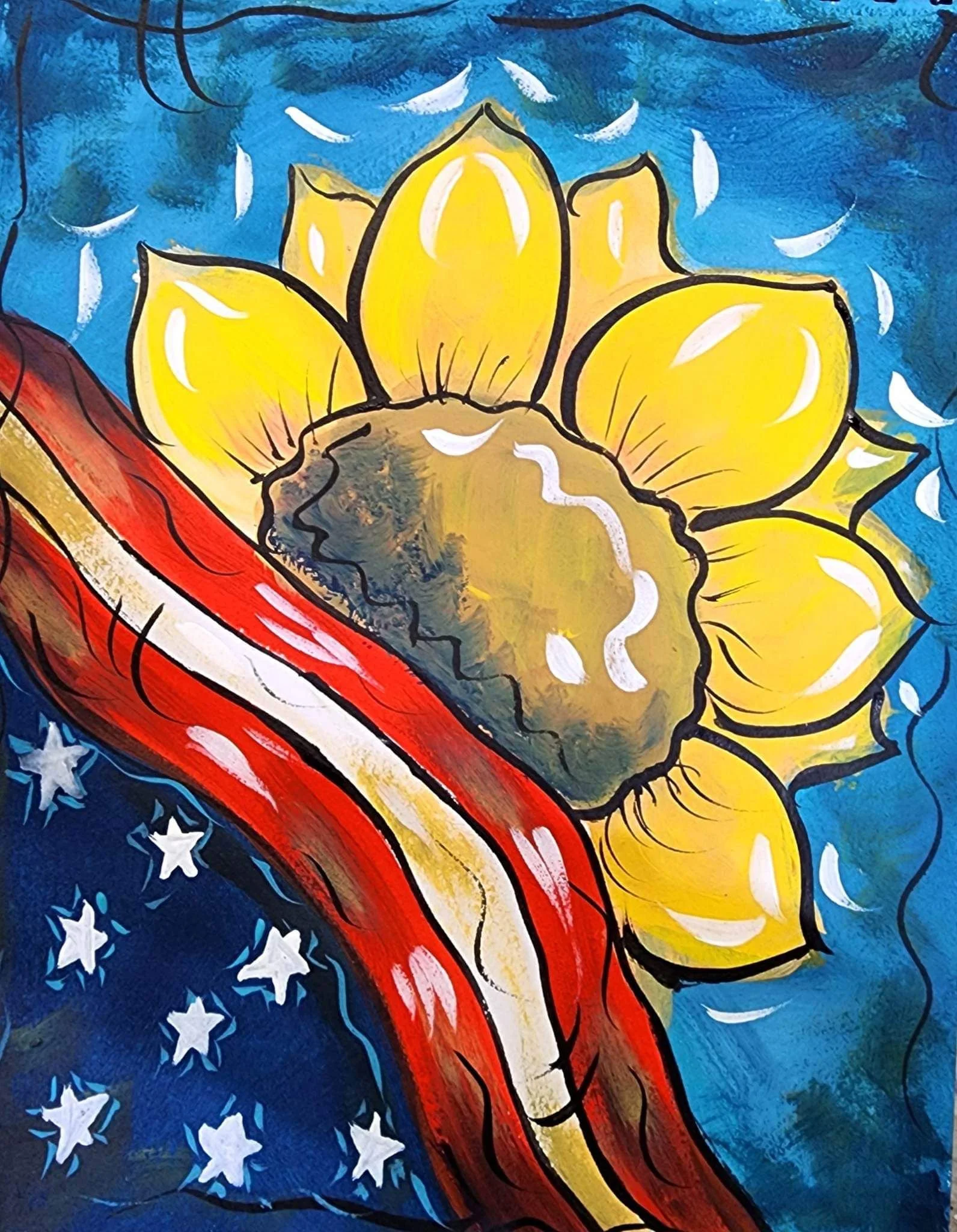 Patriotic Sunflower painting by Create With Camilla