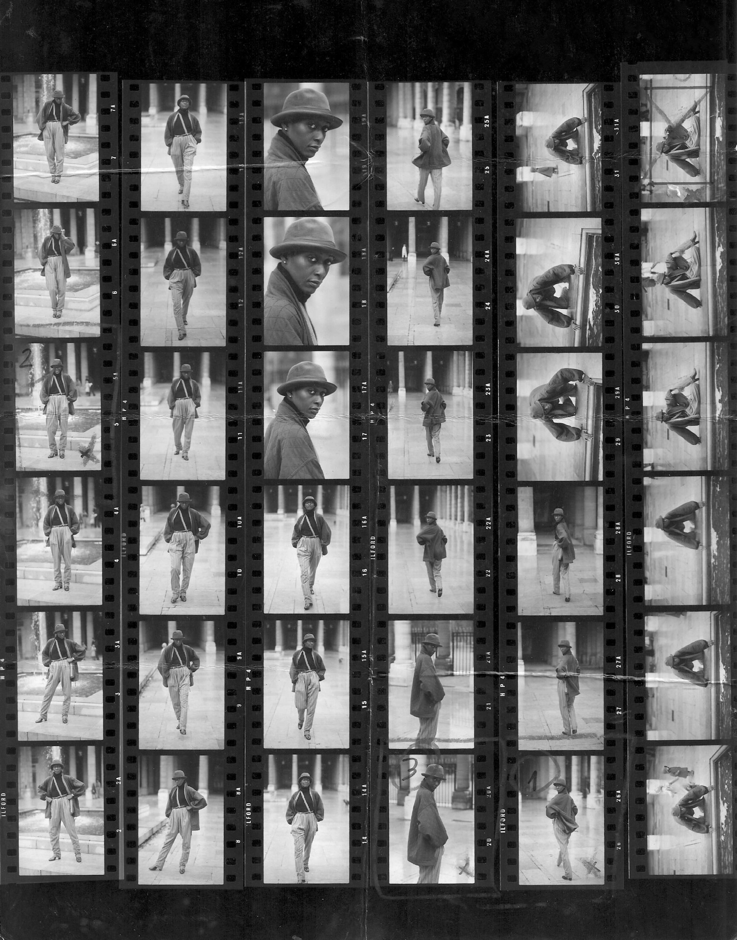 Test shoot contact sheet, Paris, c. 1970, photographed by Pelito Galvez