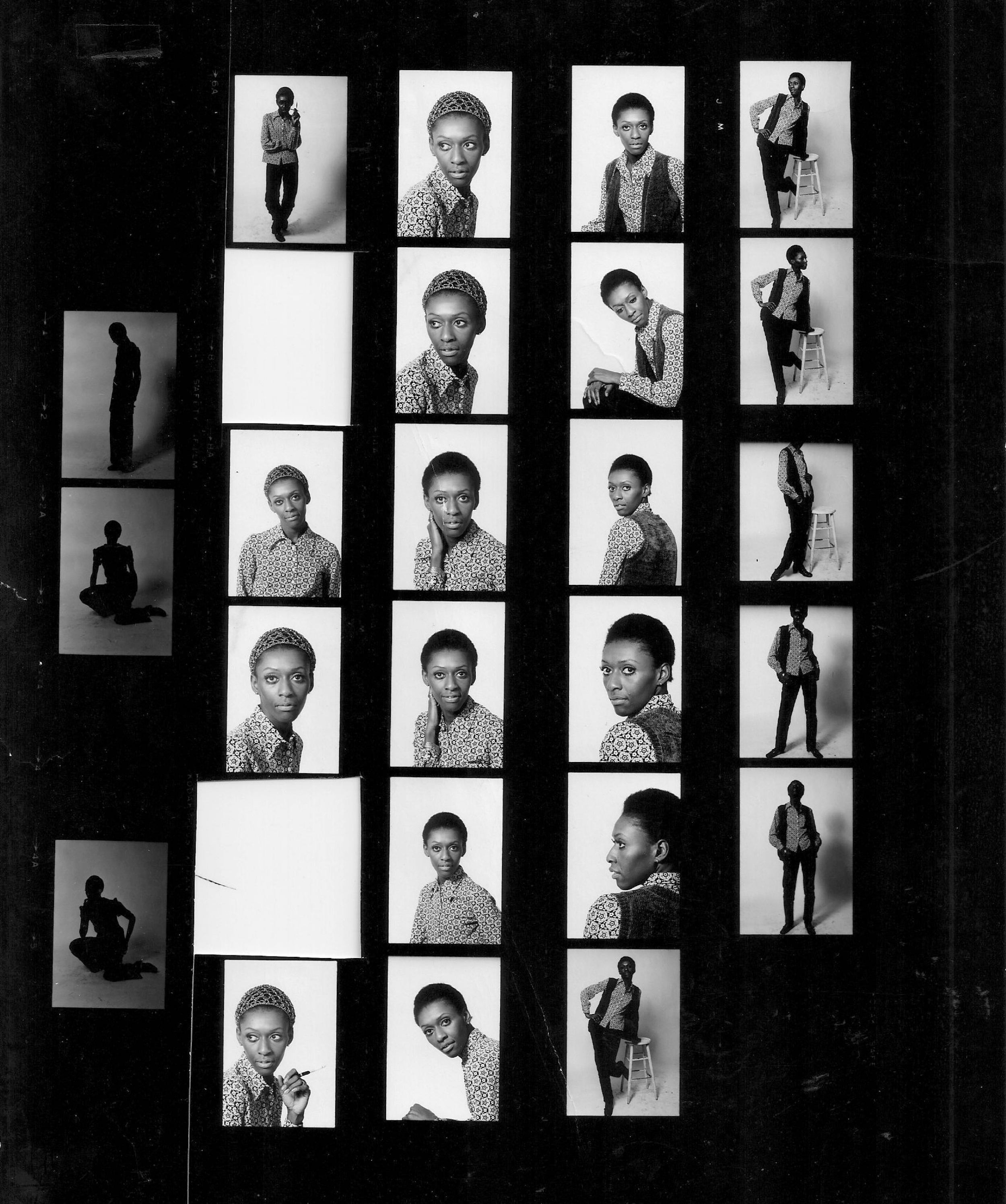 Test shoot contact sheet, NYC, c. 1970, photographer unknown