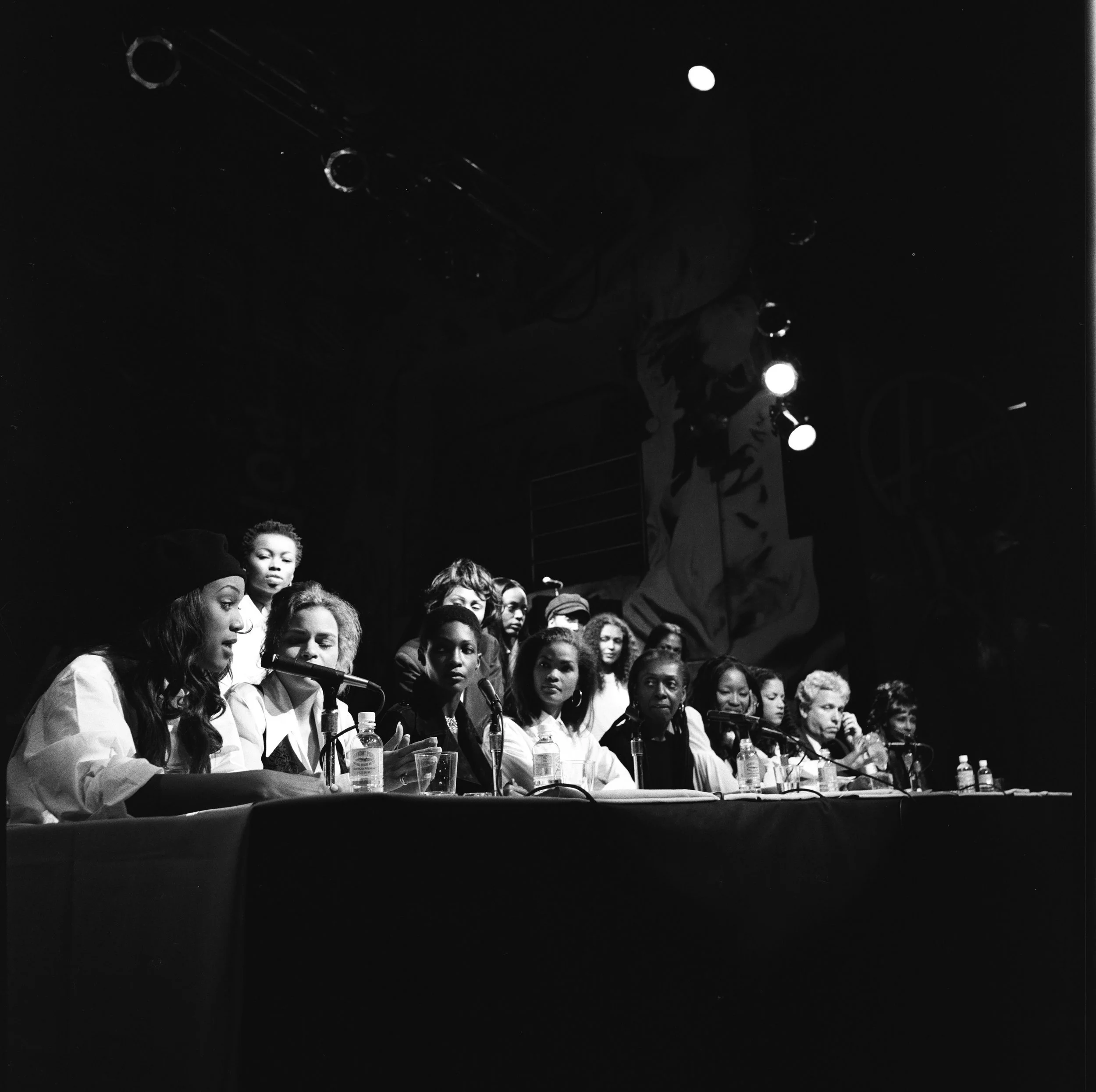 Black Girls Coalition press conference, 1992, panel view, photographed by Joe Major
