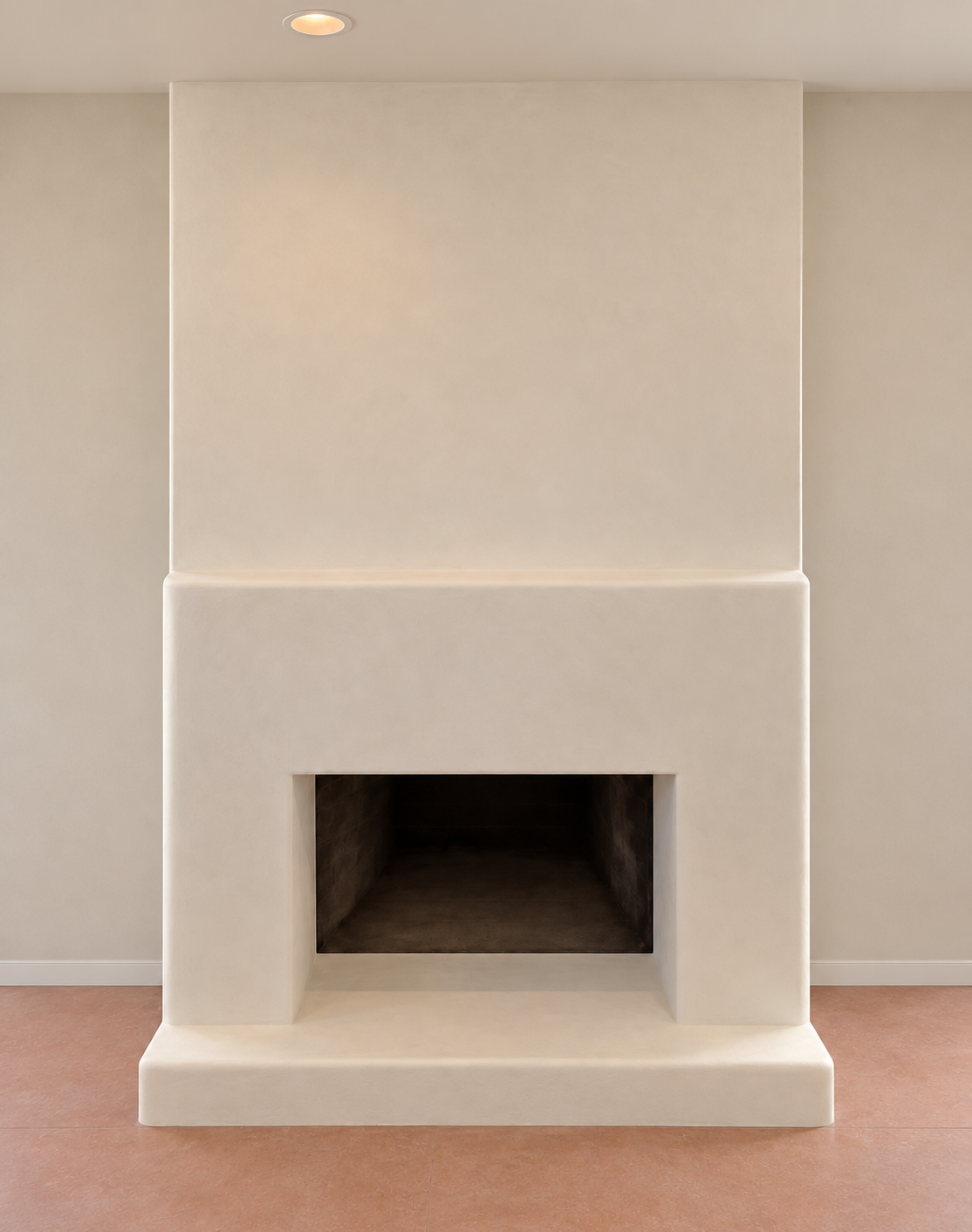 Handcrafted fireplace surround and firebox