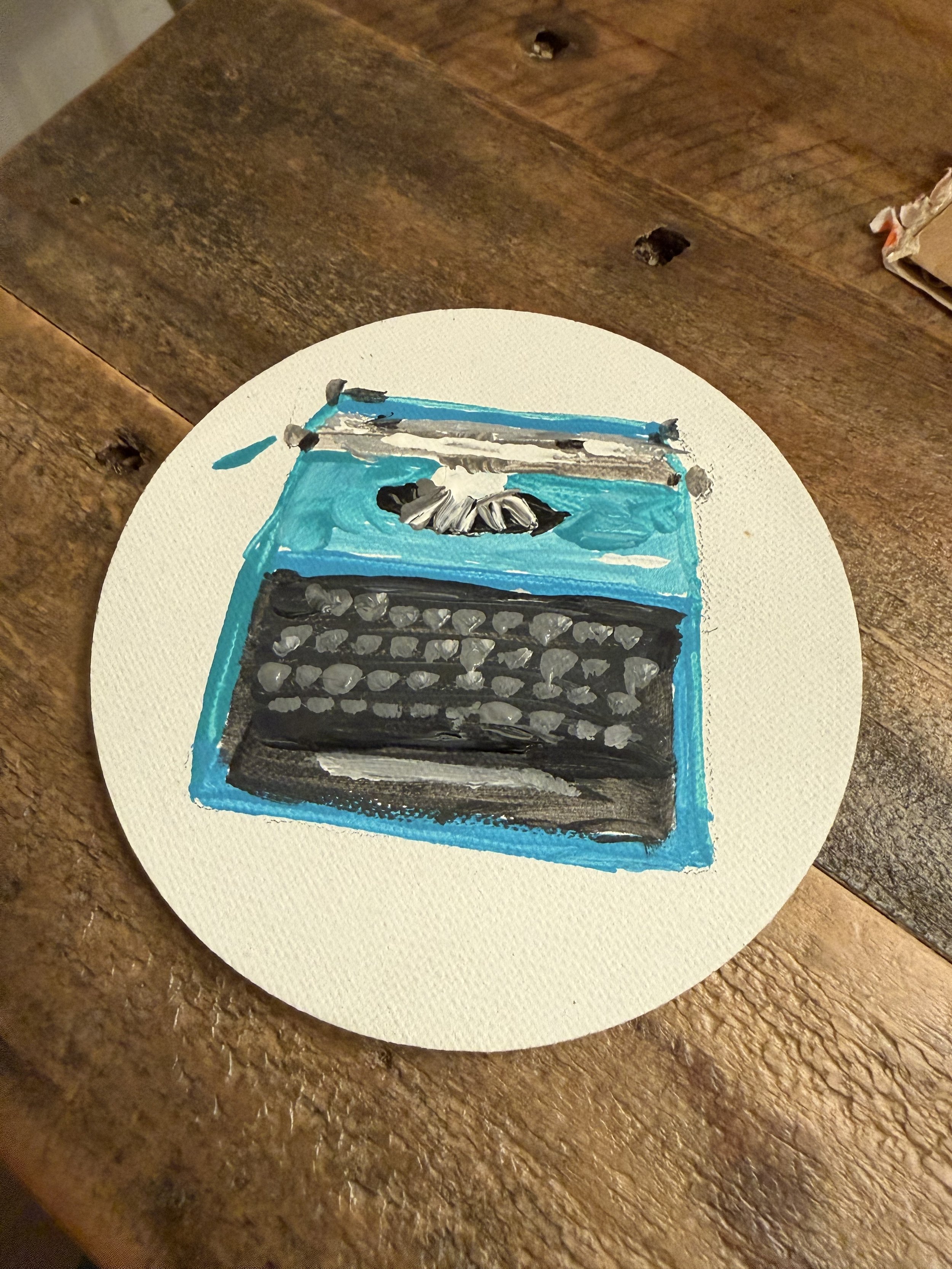 A photo of a handprinted typewriter