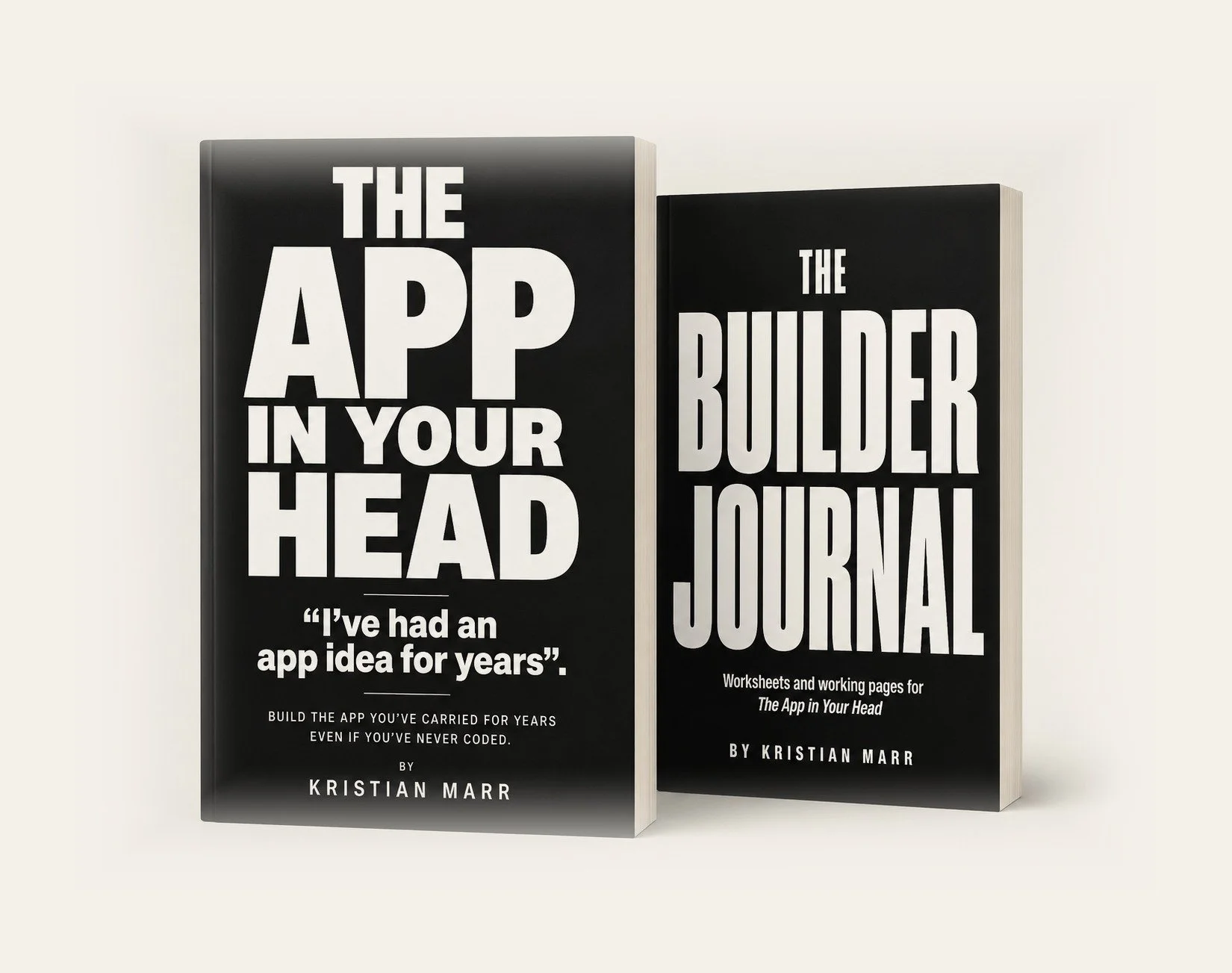 The App in Your Head and The Builder Journal shown together as two paperback books.