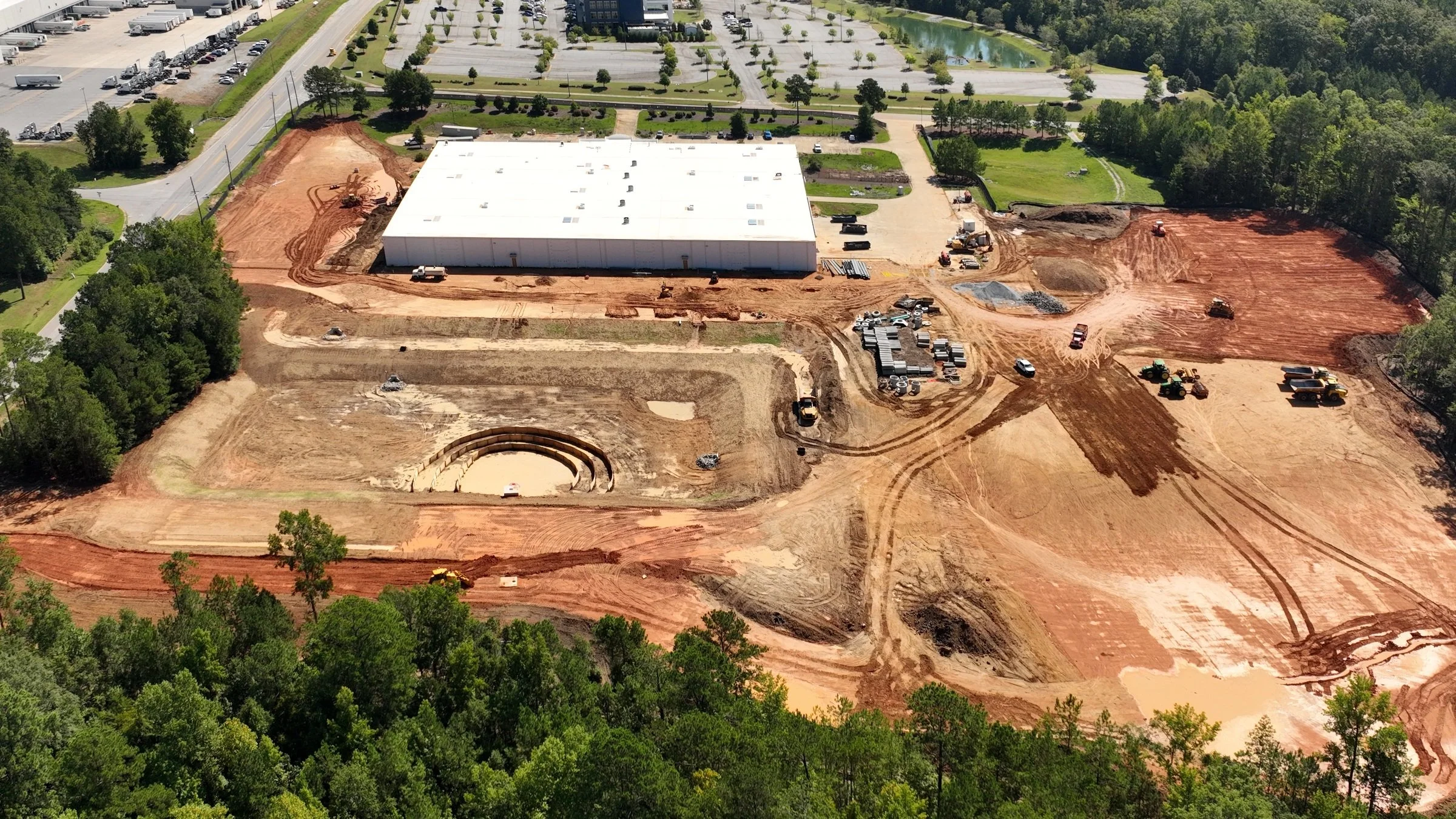 Construction Progress, Month 1: Earthwork and site preparation.