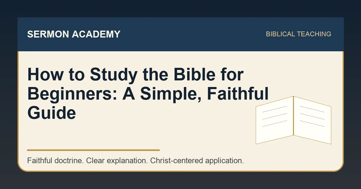 How to Study the Bible for Beginners: A Simple, Faithful Guide — Sermon Academy biblical teaching article image
