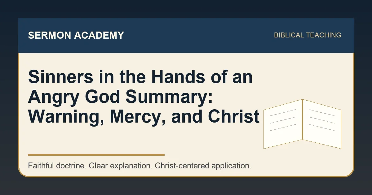 Sinners in the Hands of an Angry God Summary: Warning, Mercy, and Christ — Sermon Academy biblical teaching article image