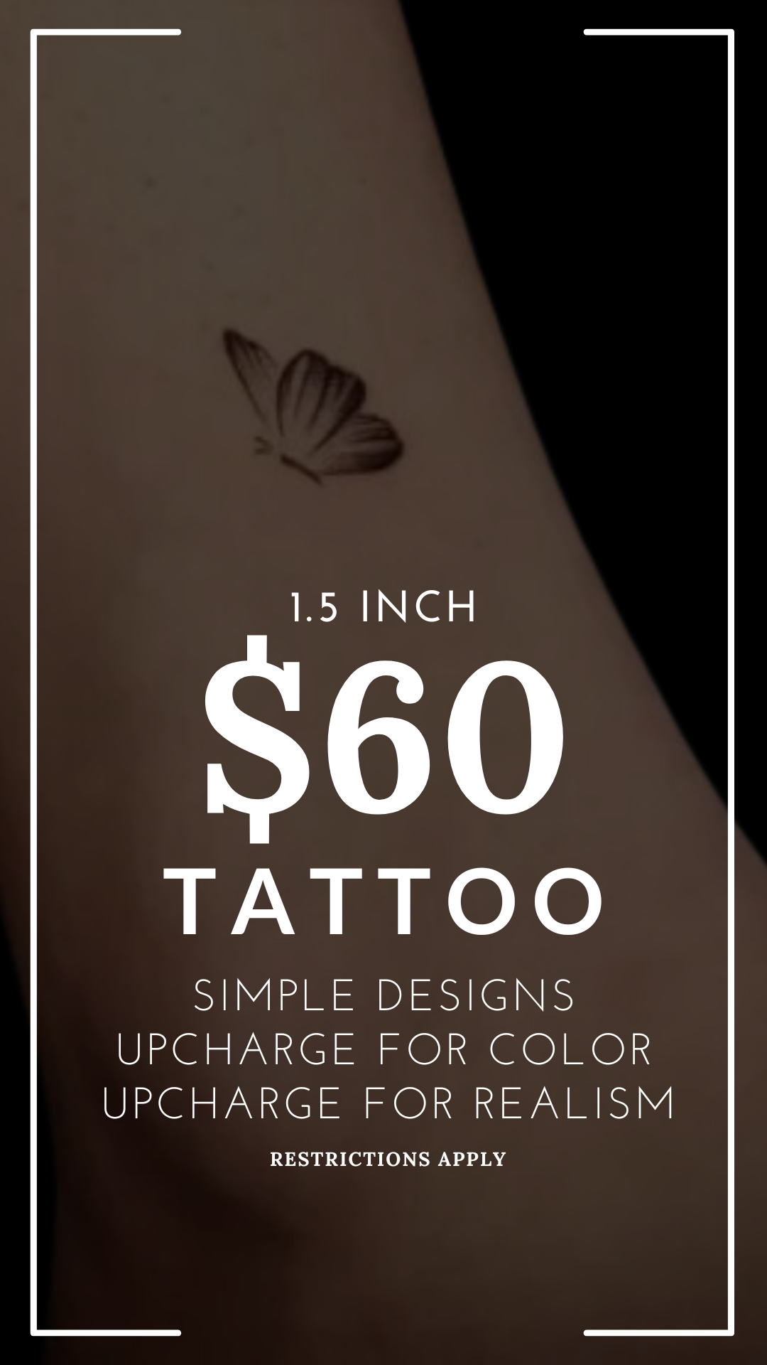 1.5 Inch $60 Tattoo Promotion