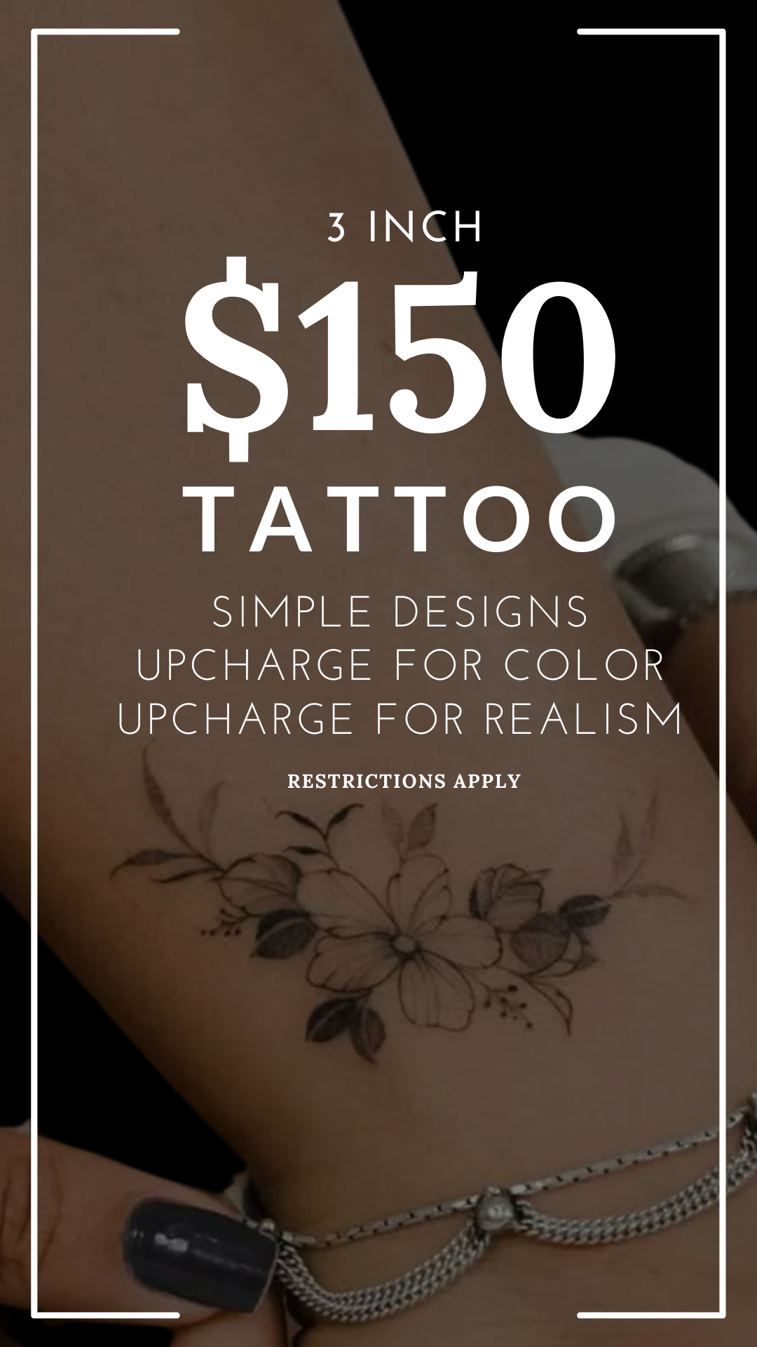 3 Inch $150 Tattoo Promotion