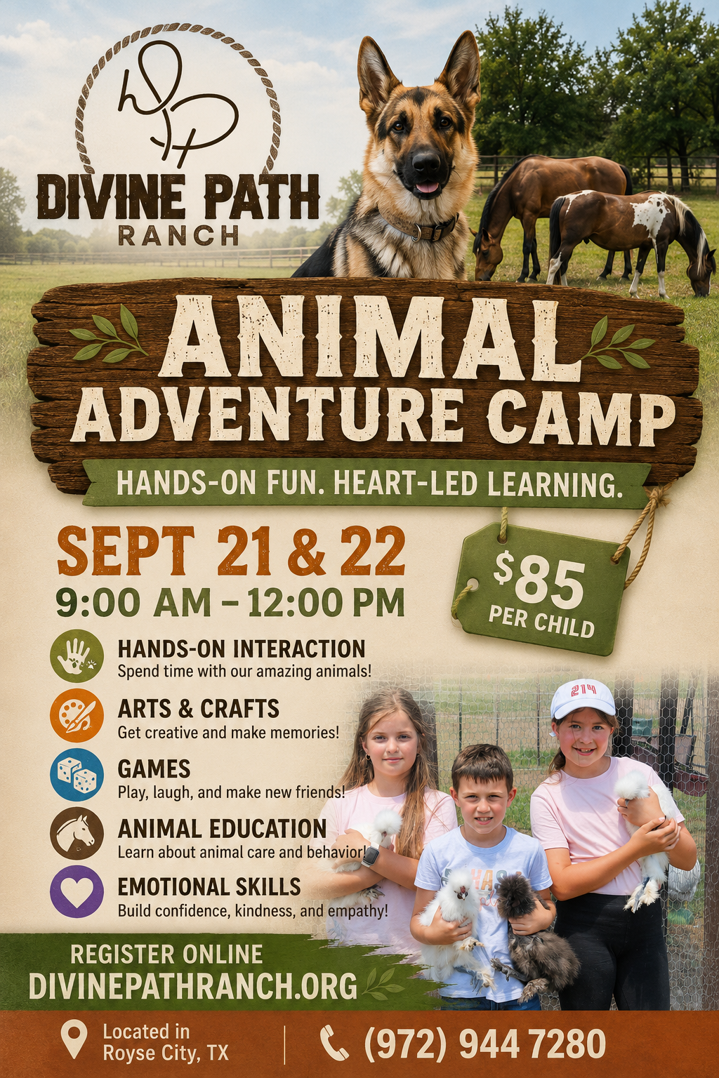 Animal Adventure Camp Fall 2026 flyer