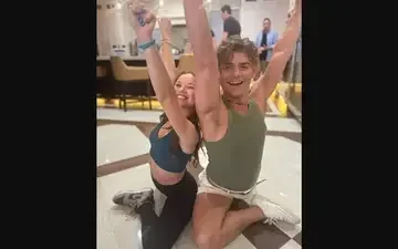 Cast members celebrating