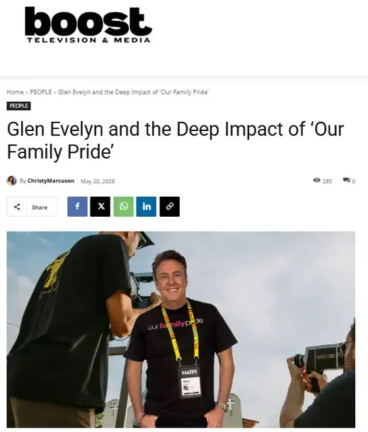 Boost TV and Media feature page about Glen Evelyn and Our Family Pride