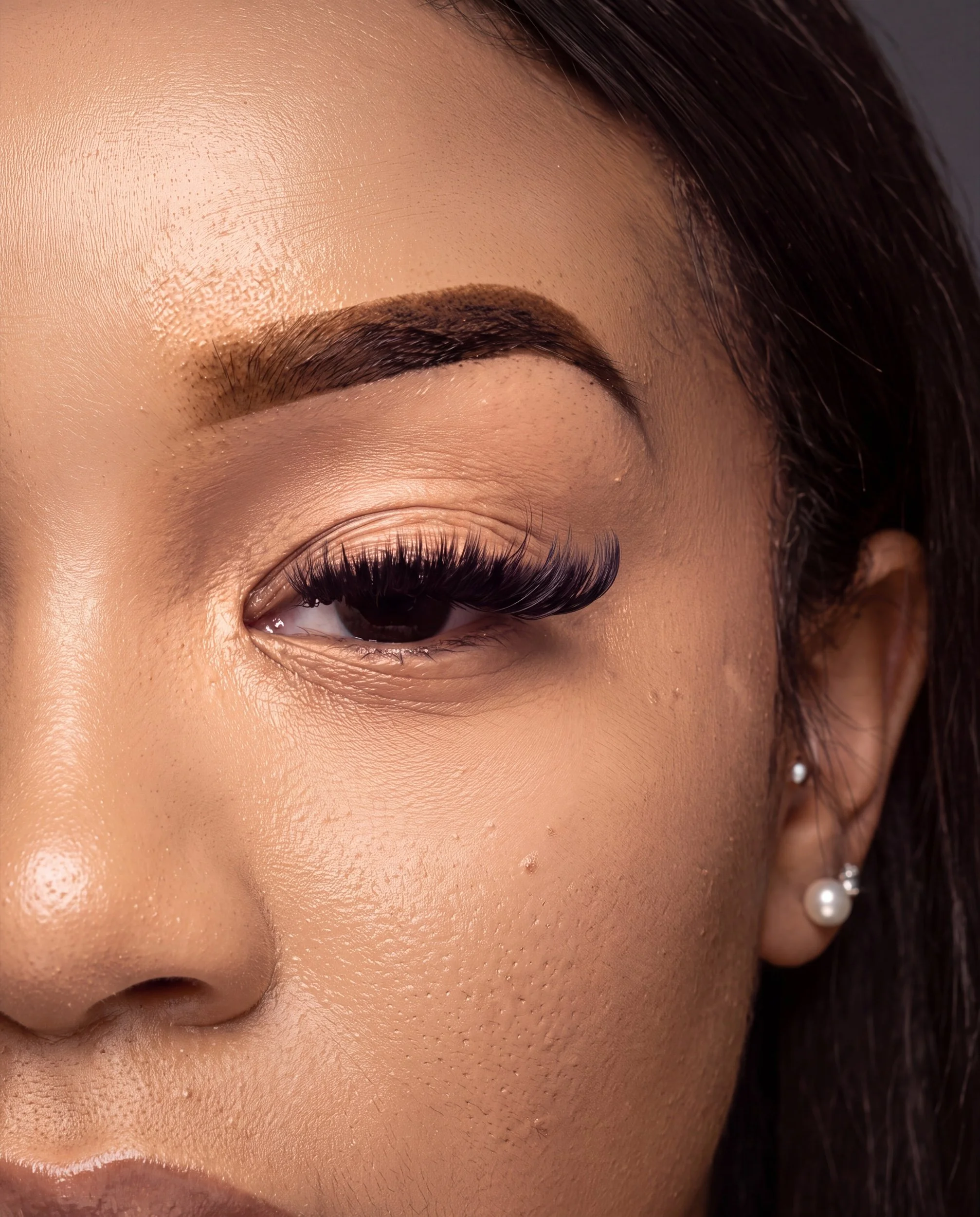 Beauty portrait with defined lashes and brows