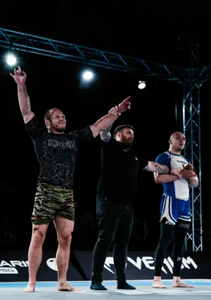 Tommy Langaker celebrating as the referee raises his hand