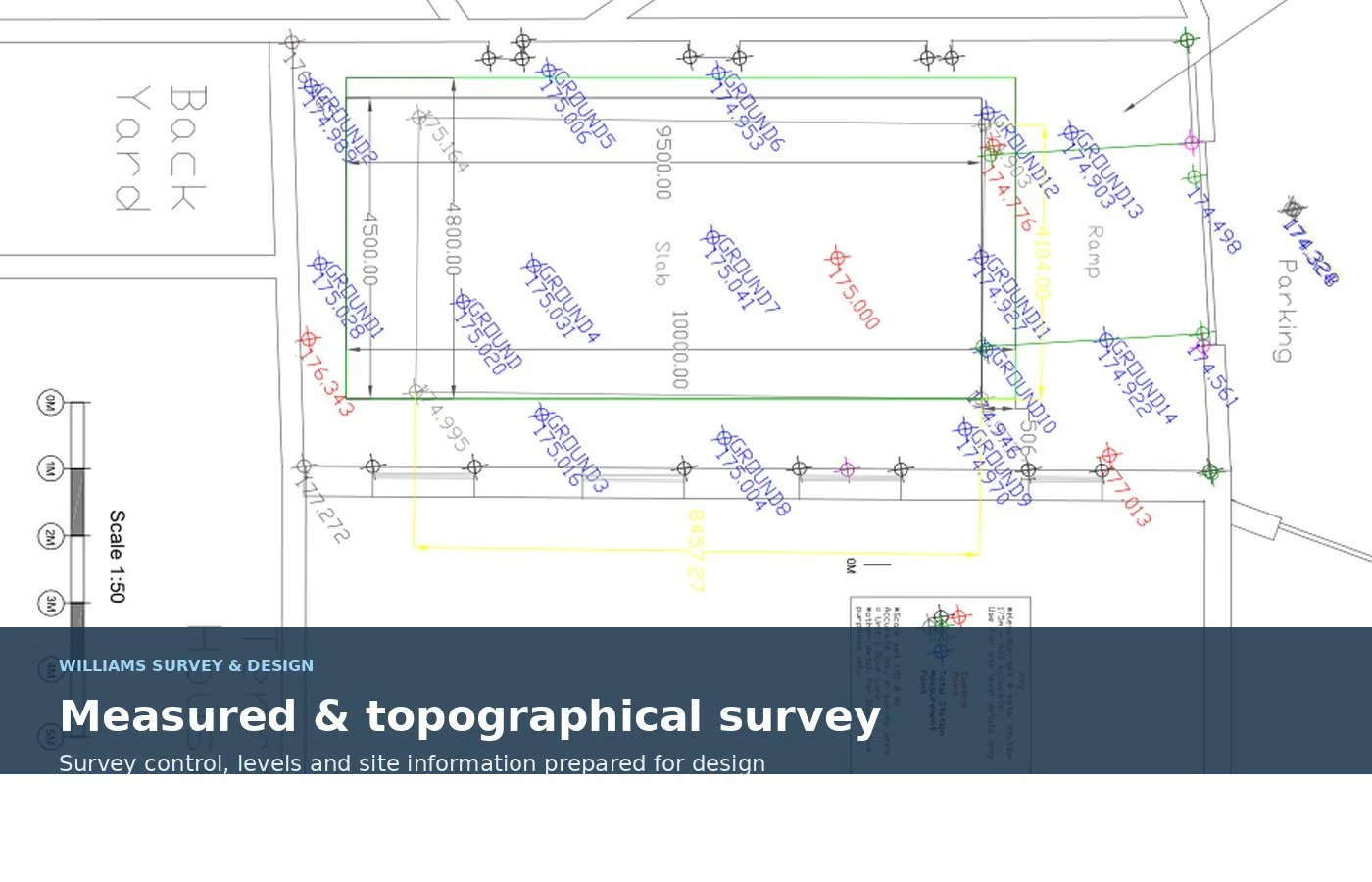Measured topographical survey and level data
