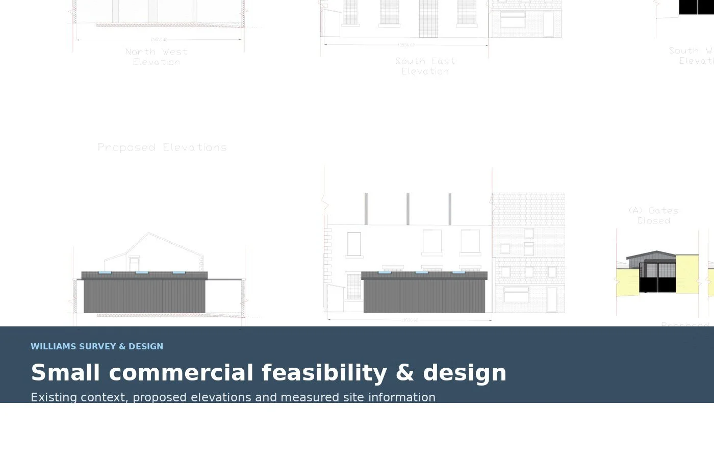 Small commercial workshop feasibility and elevation drawings