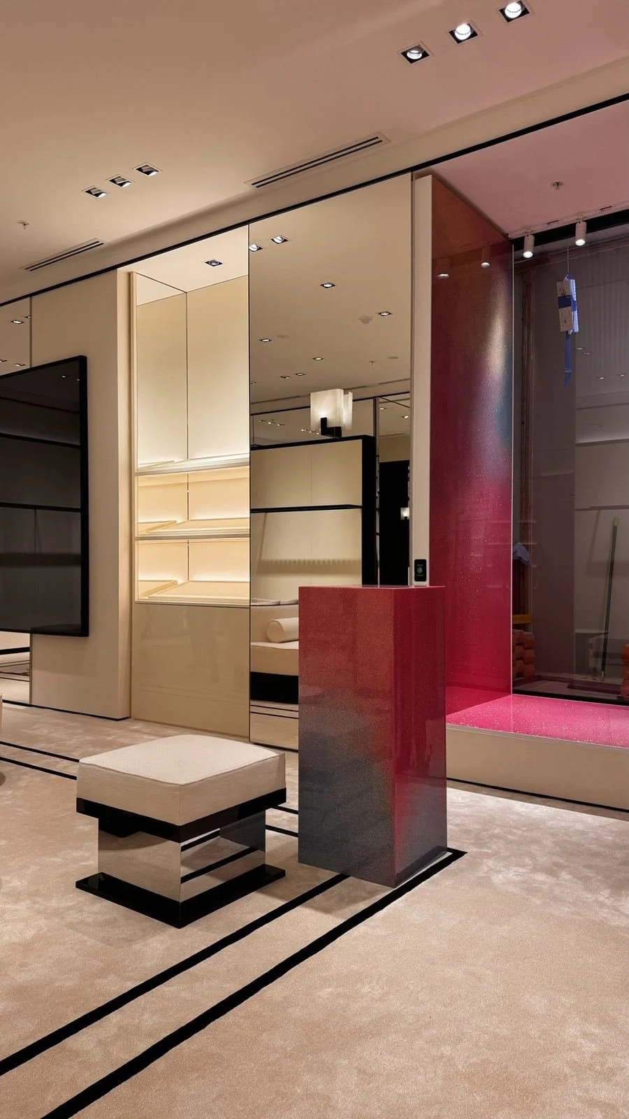 Ottoman and coloured display plinth