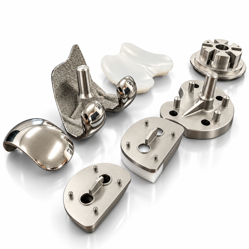 Precision-machined orthopedic implant components made by UTP Solutions