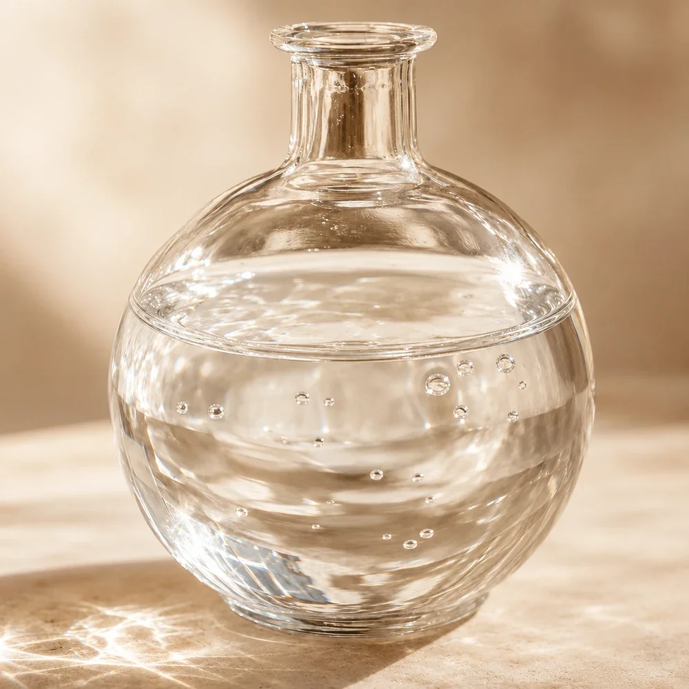 Hemi-Squalane (C13-15 alkane), a sugarcane-derived squalane alternative, shown as a clear colorless lightweight oil in a glass flask