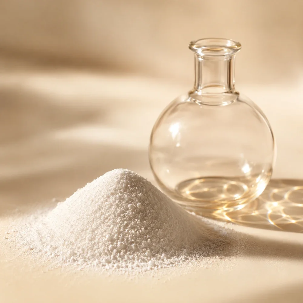 Caffeine, a firming and toning active, shown as fine white crystalline powder