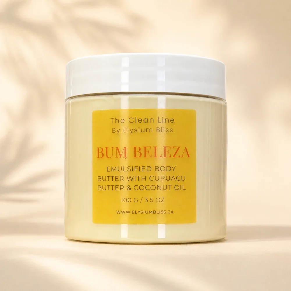 Bum Beleza emulsified body butter with cupuaçu butter and coconut oil, 100g jar by Elysium Bliss