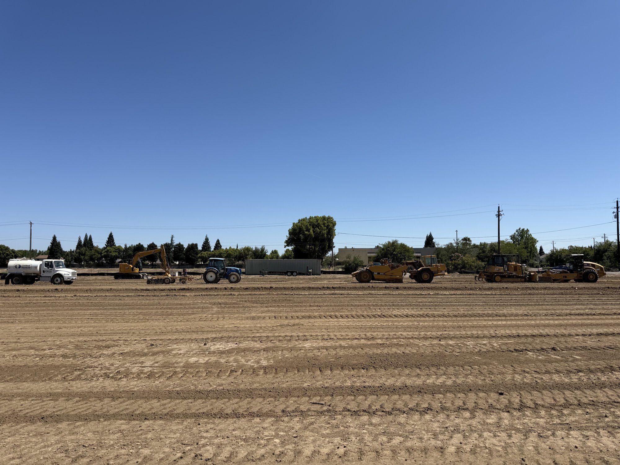 Building storage pads across the graded five-acre site in Yuba City