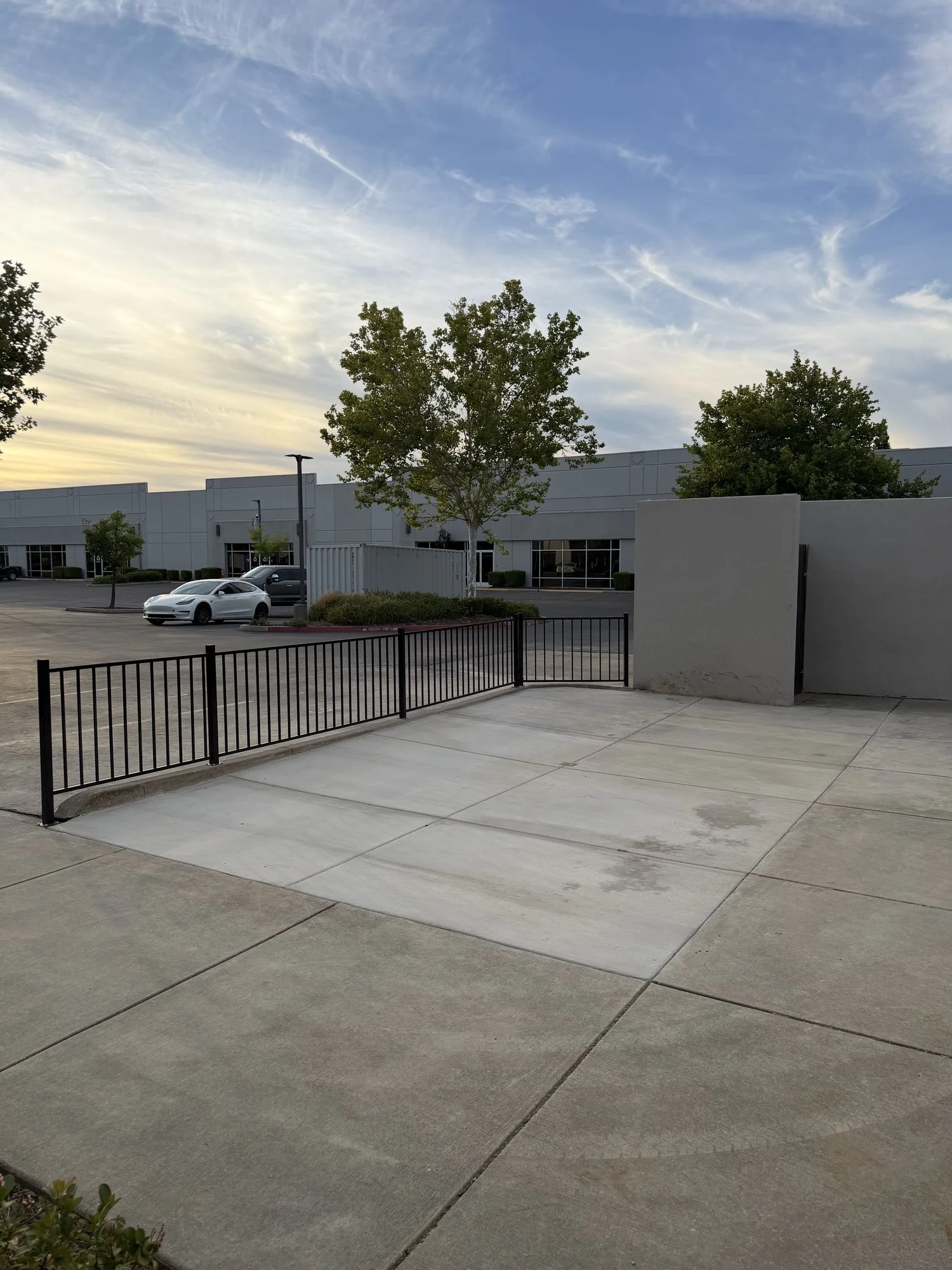 Installed railing alongside new concrete at Doxa Church, Roseville, CA