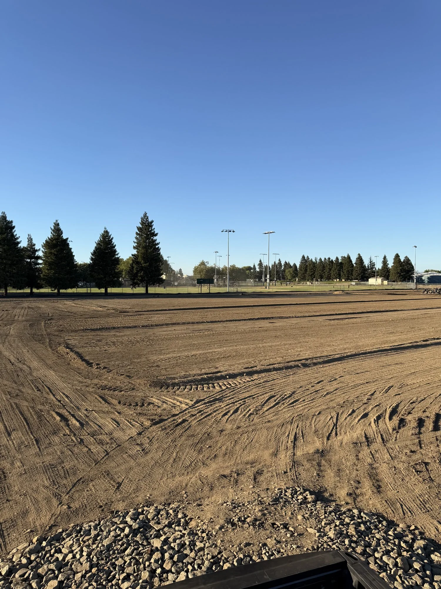 Completed graded pads at the self-storage site in Yuba City, CA