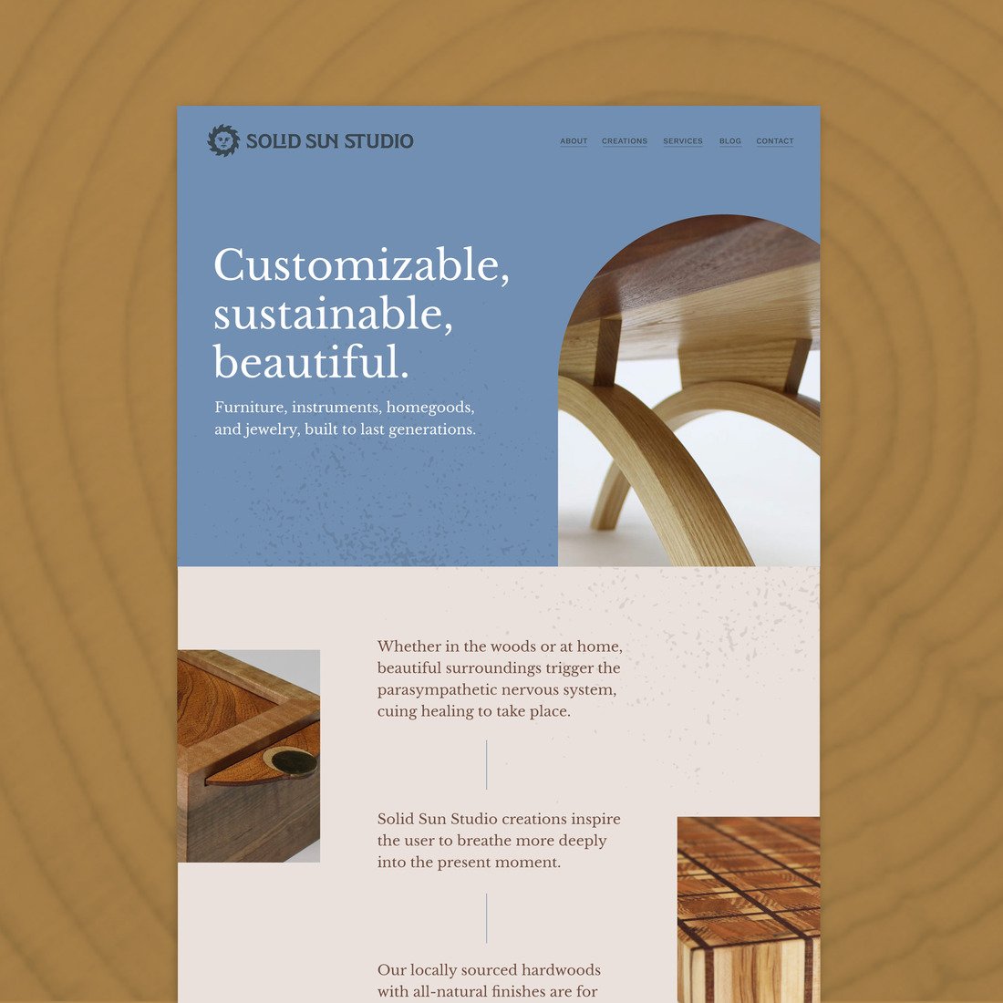 Moon Design portfolio item: Solid Sun Studio project,woodworking in Asheville