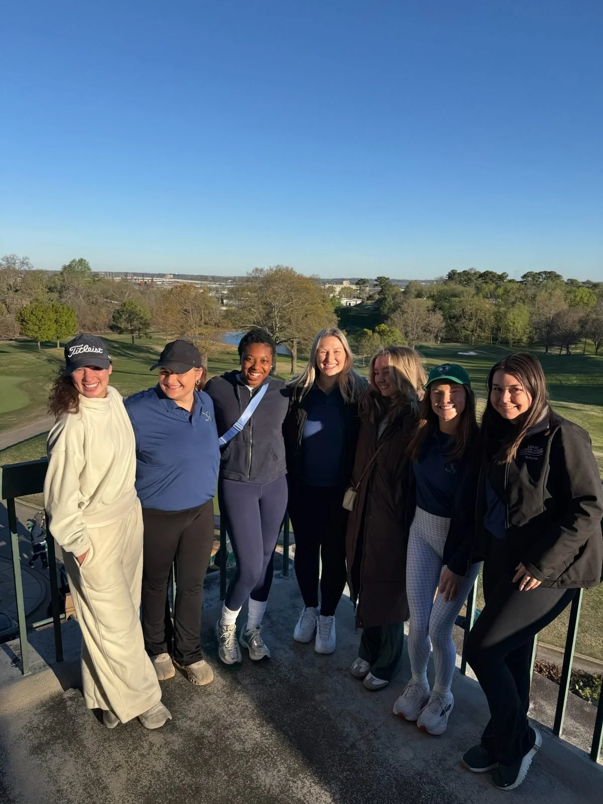MSHA students on the clubhouse balcony