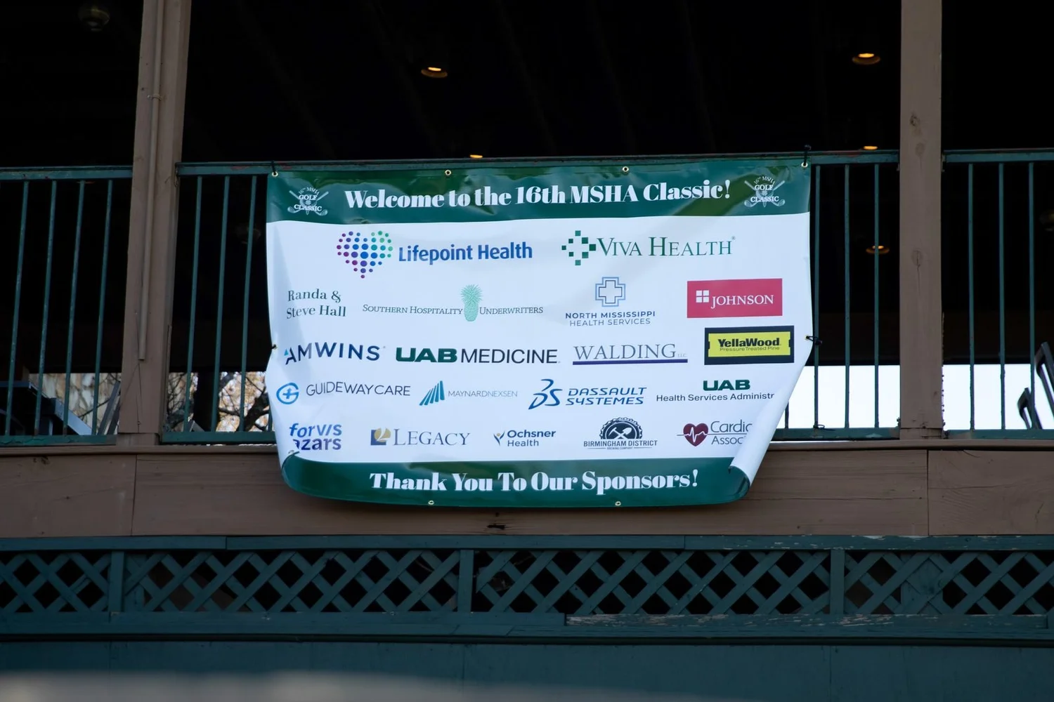 Thank you banner listing sponsors of the 16th MSHA Classic
