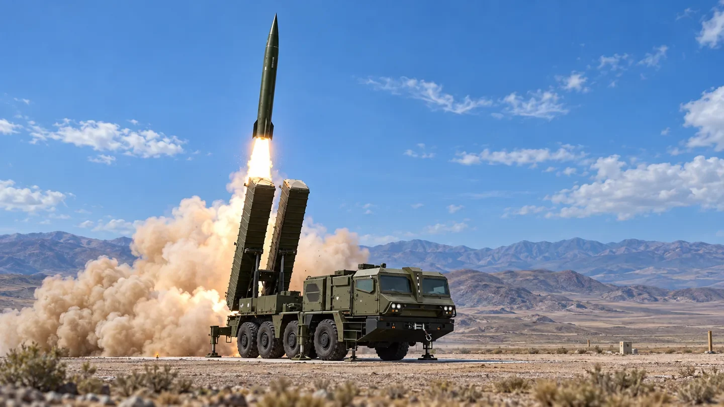 MPR illustration of a Tayfun ballistic missile launching from its transporter