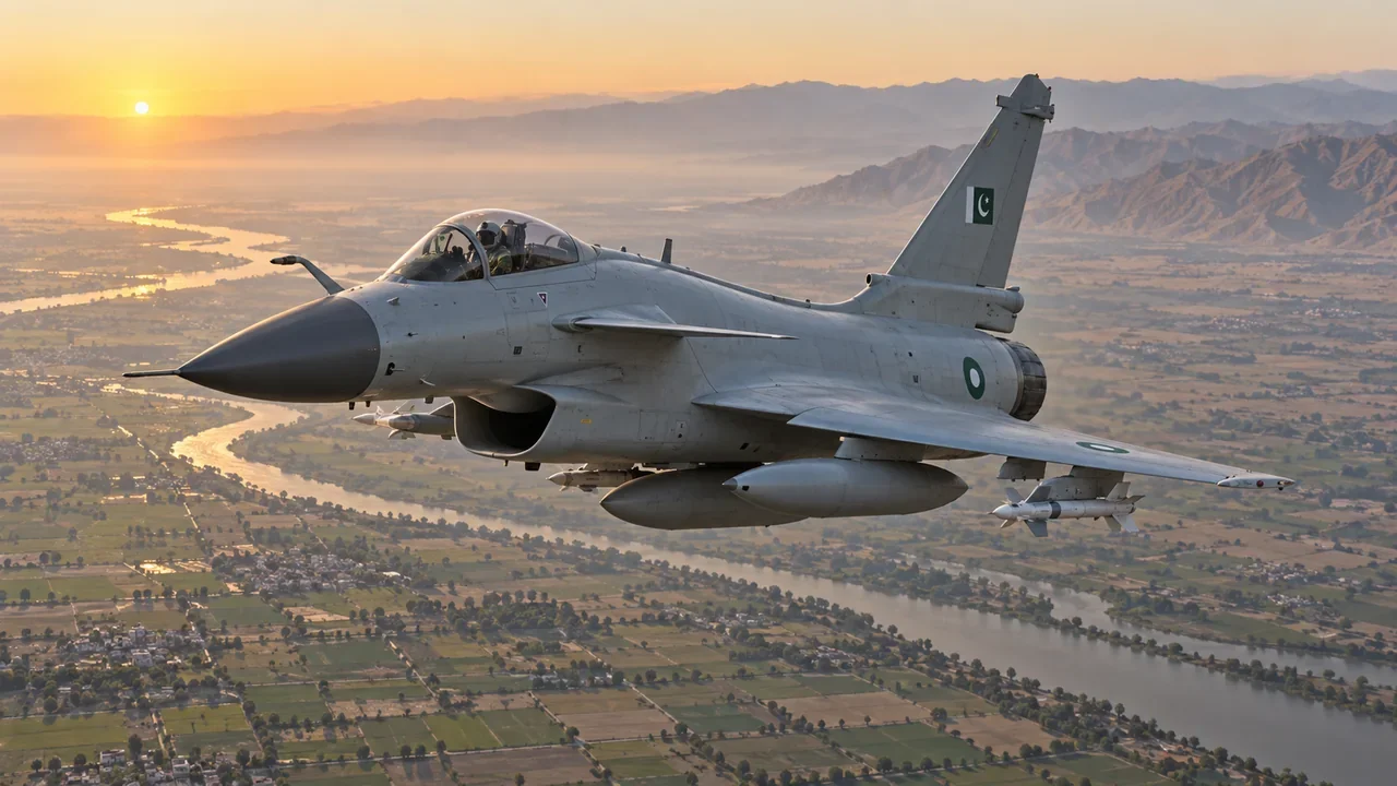 A Pakistani J-10CE multirole fighter in an MPR conceptual scene.