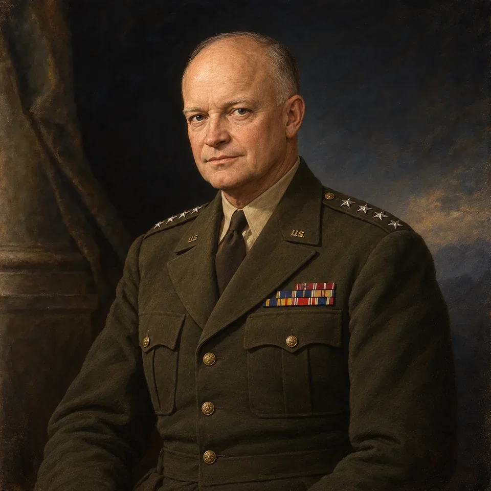Illustrated portrait of Dwight D. Eisenhower