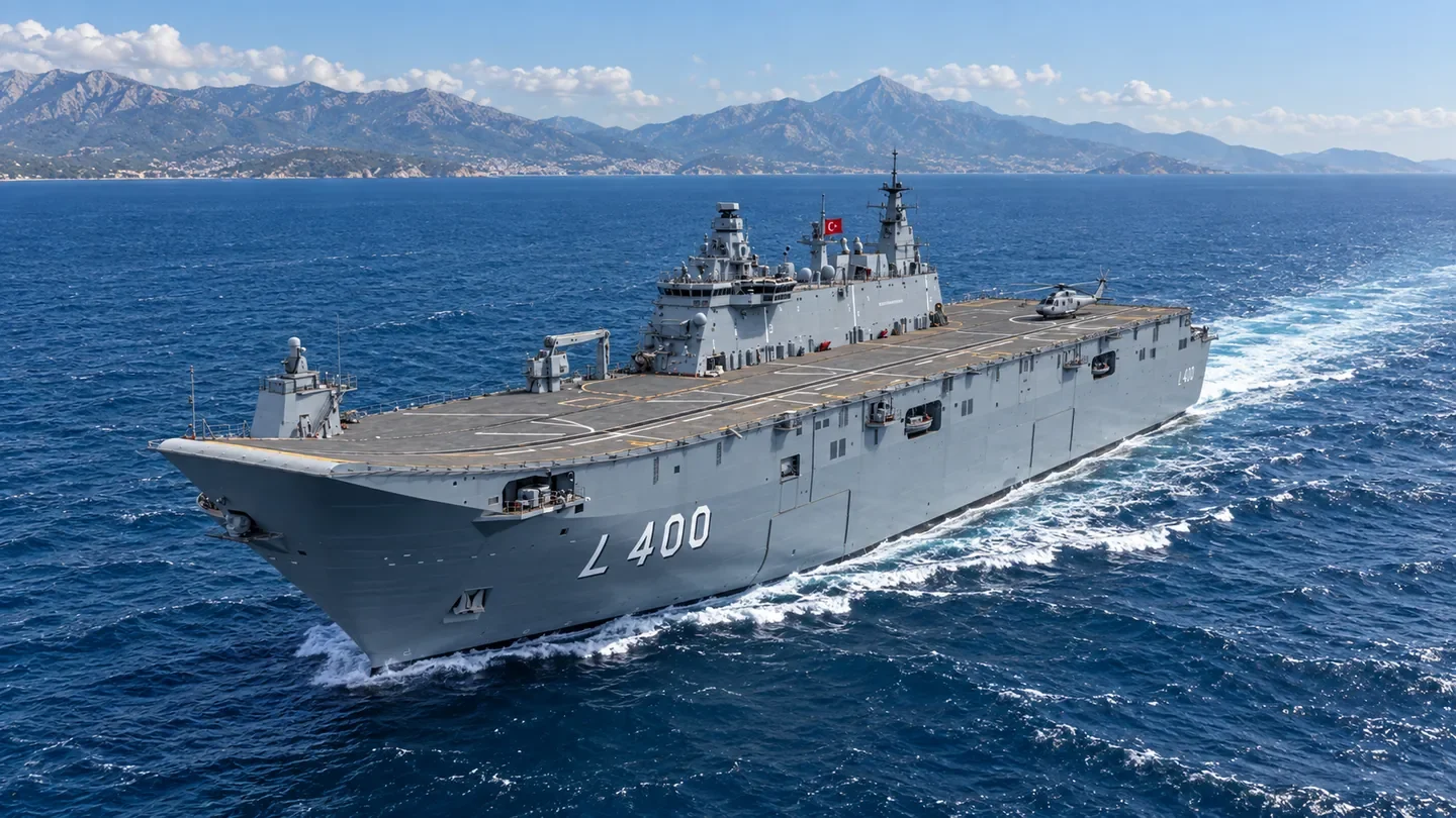 MPR illustration of TCG Anadolu L400 underway in the Mediterranean