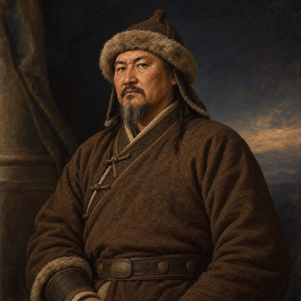 Illustrated portrait of Genghis Khan