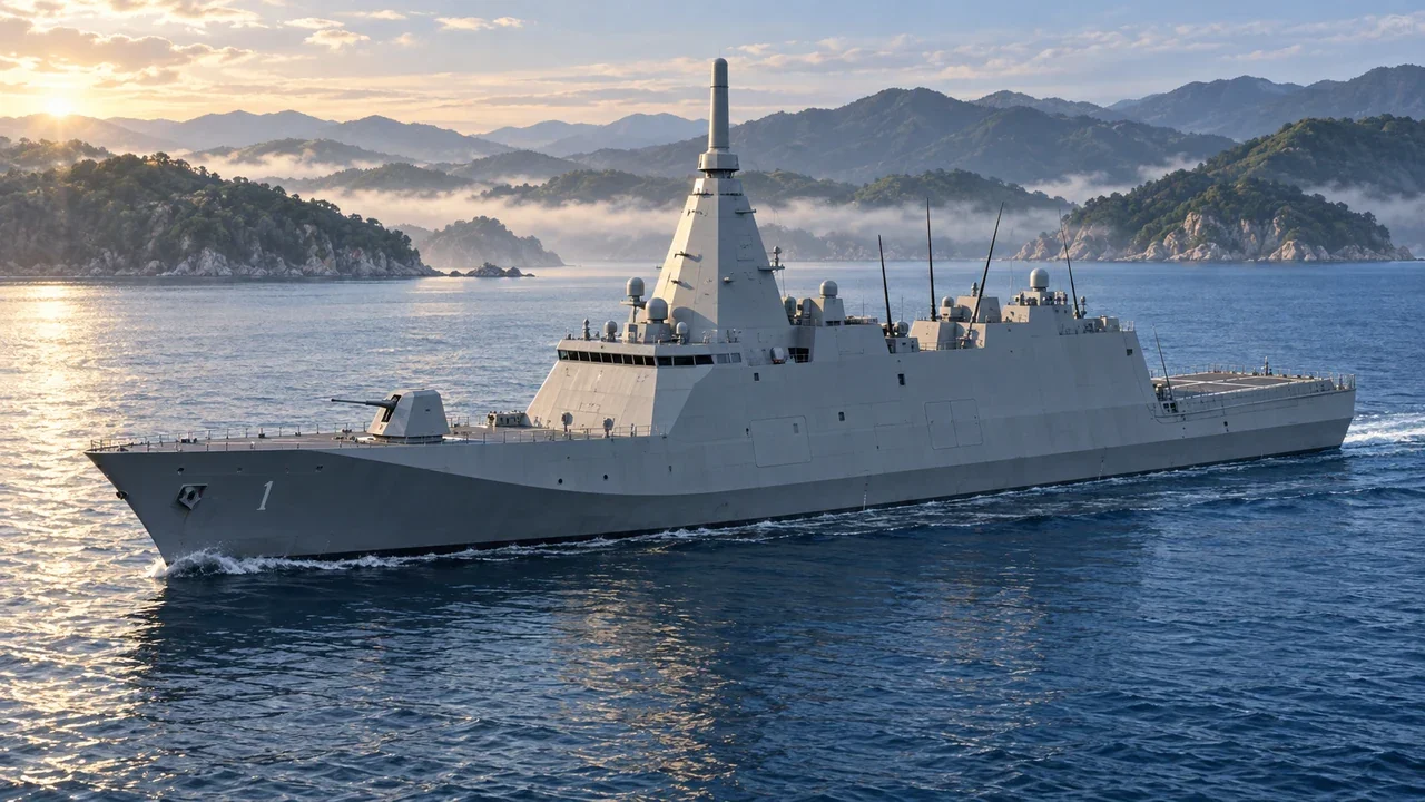 MPR illustration of the JS Mogami frigate associated with Japan.