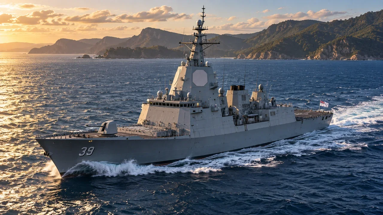 Australia’s guided-missile destroyer HMAS Hobart (DDG 39) underway at sea.