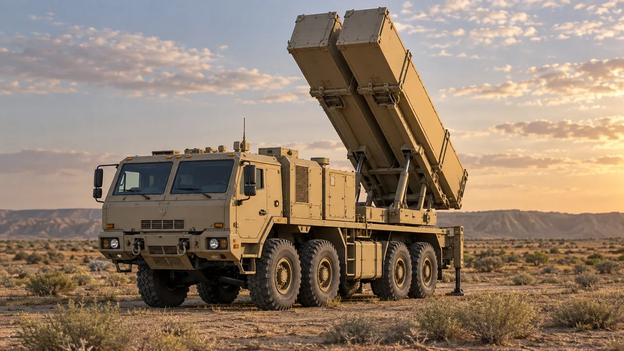 A Pakistani Fatah-II guided rocket system in an MPR conceptual scene.