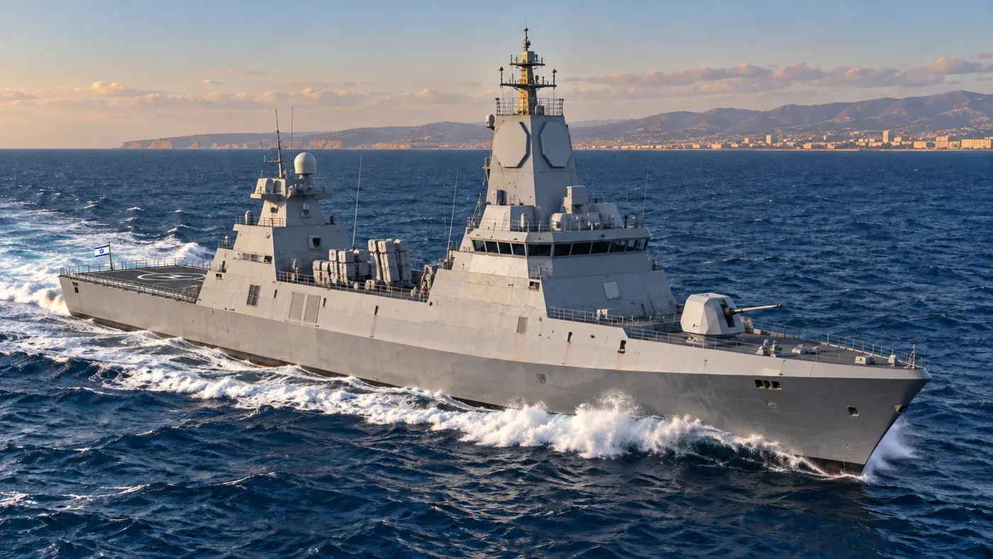 Israeli Sa’ar 6 corvette underway illustration