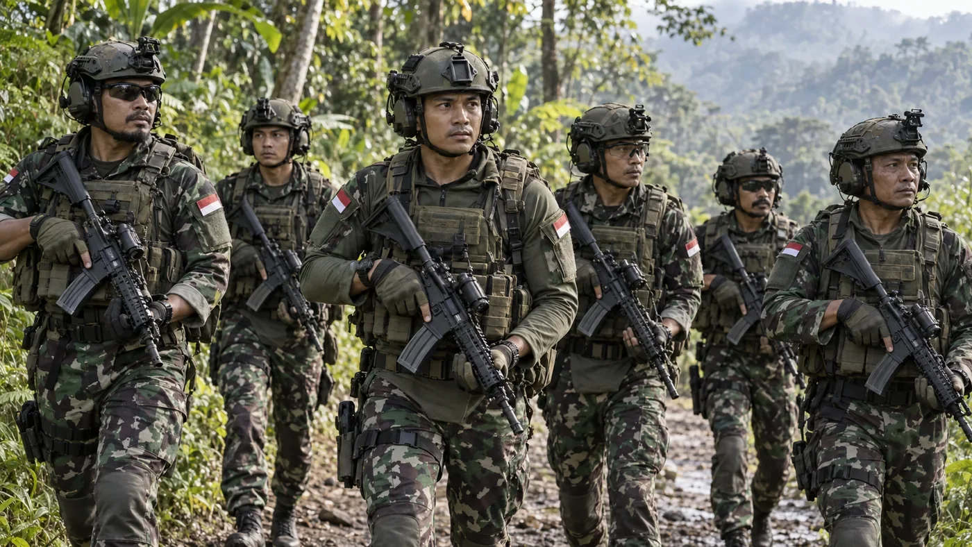 Indonesian Army Kopassus special forces; MPR illustration